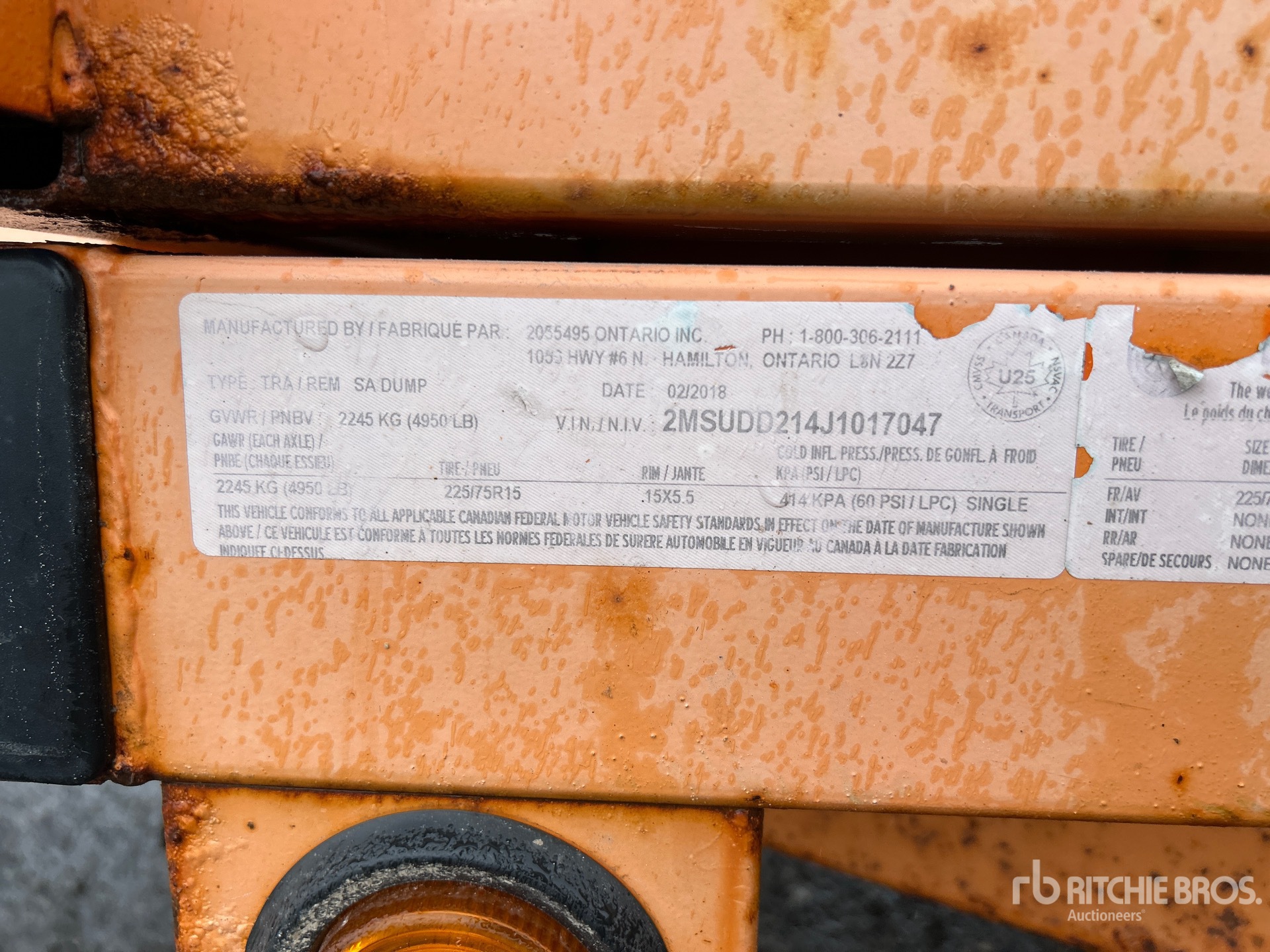 General Appearance with Serial Number / VIN