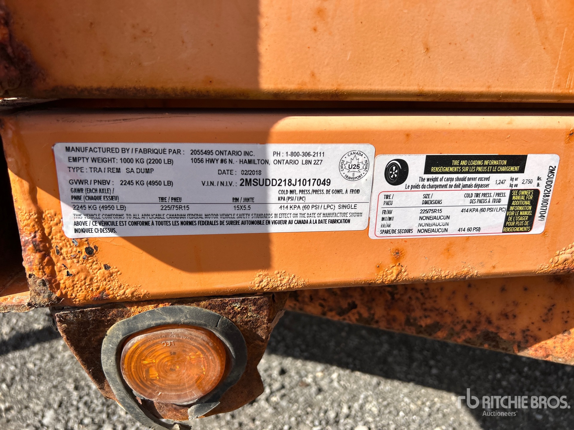 General Appearance with Serial Number / VIN