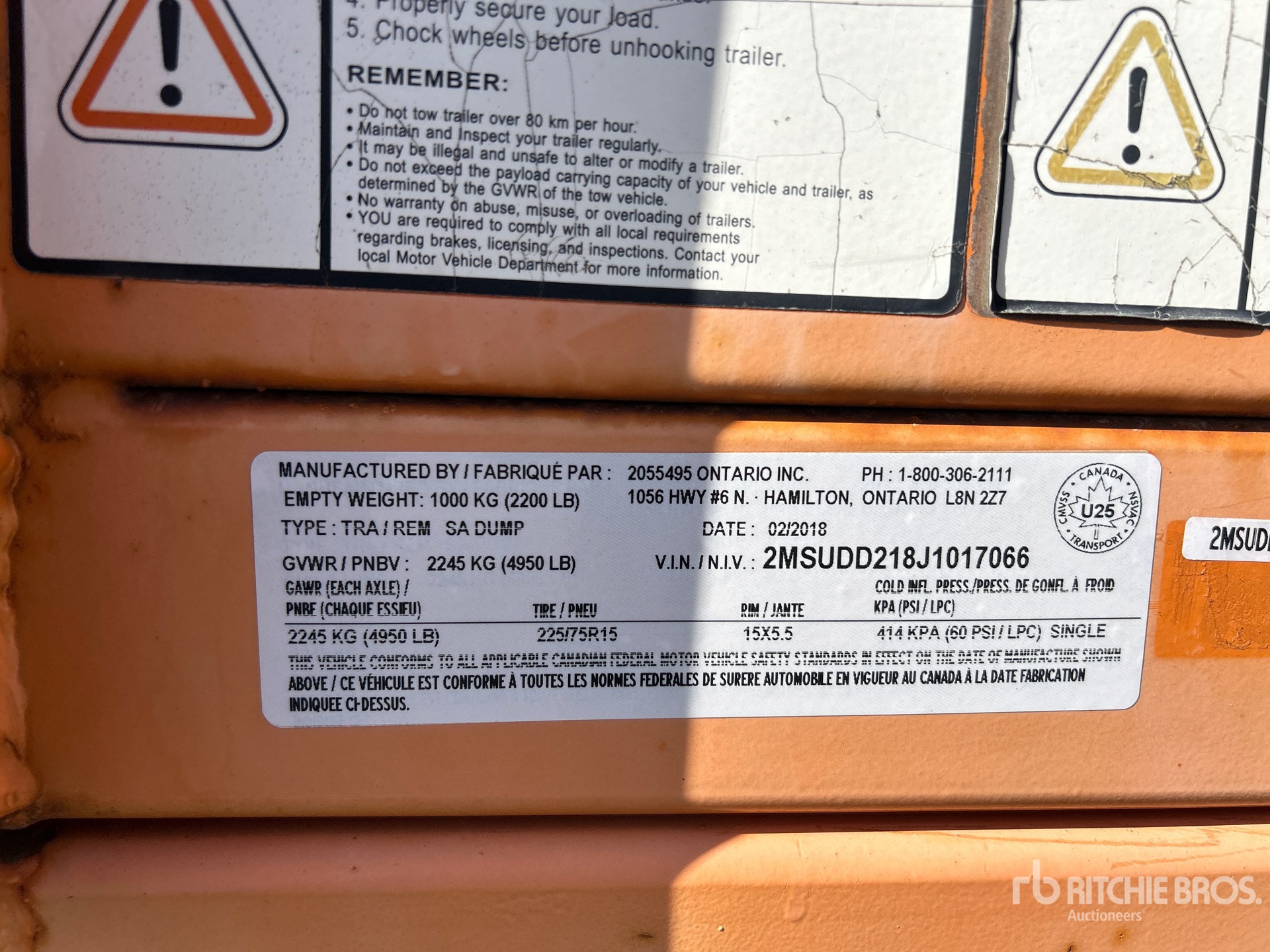 General Appearance with Serial Number / VIN