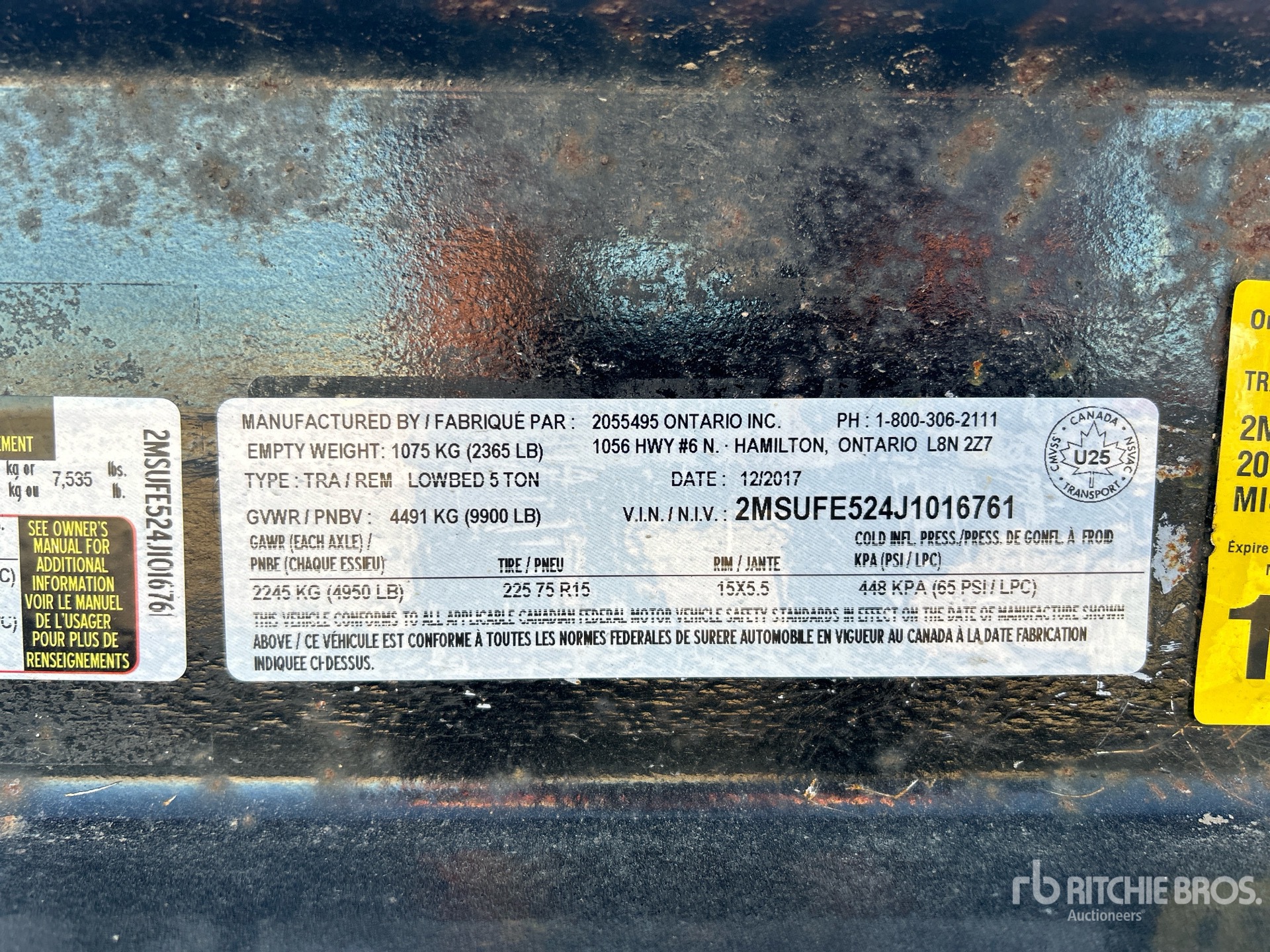 General Appearance with Serial Number / VIN