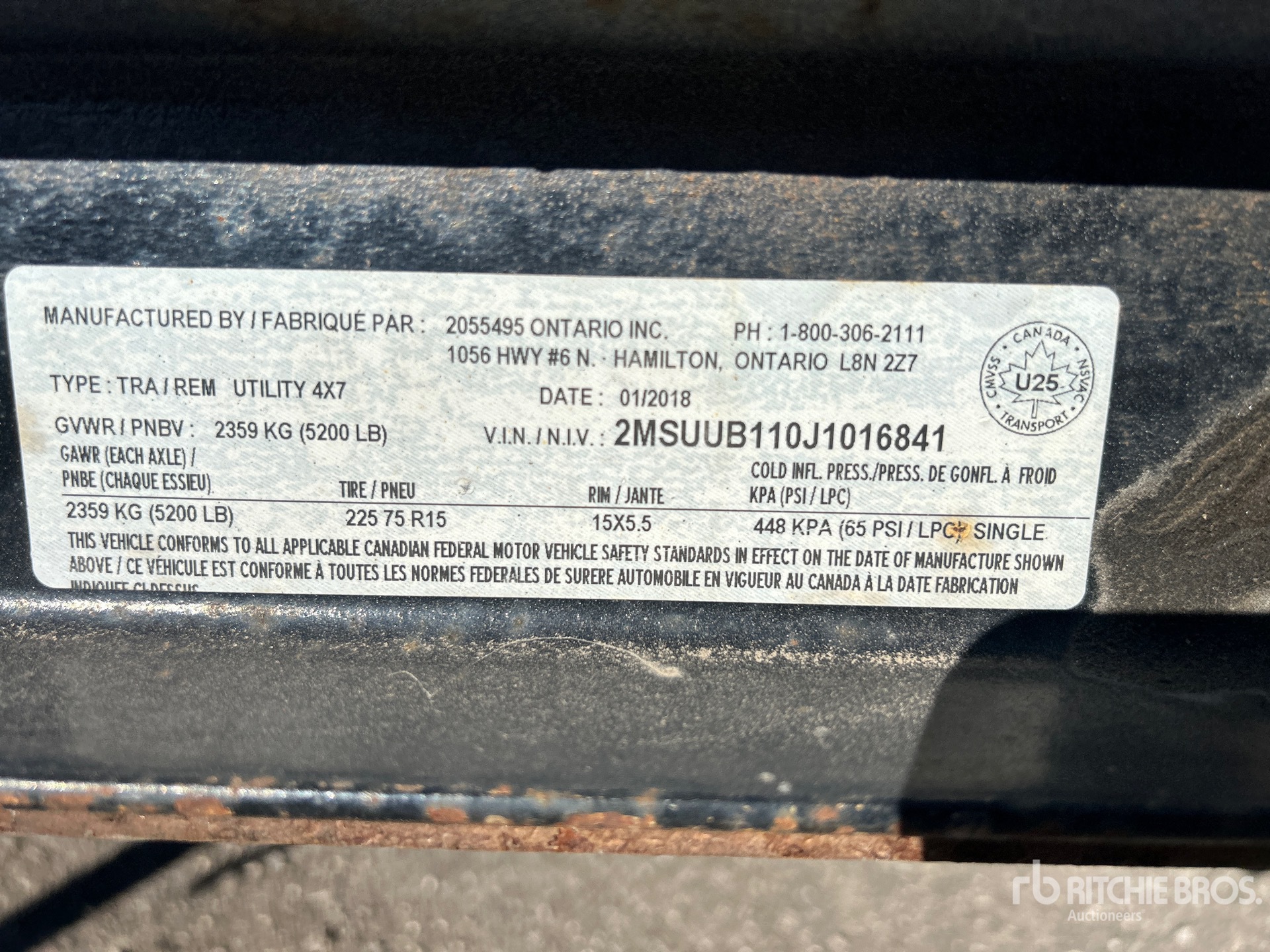 General Appearance with Serial Number / VIN
