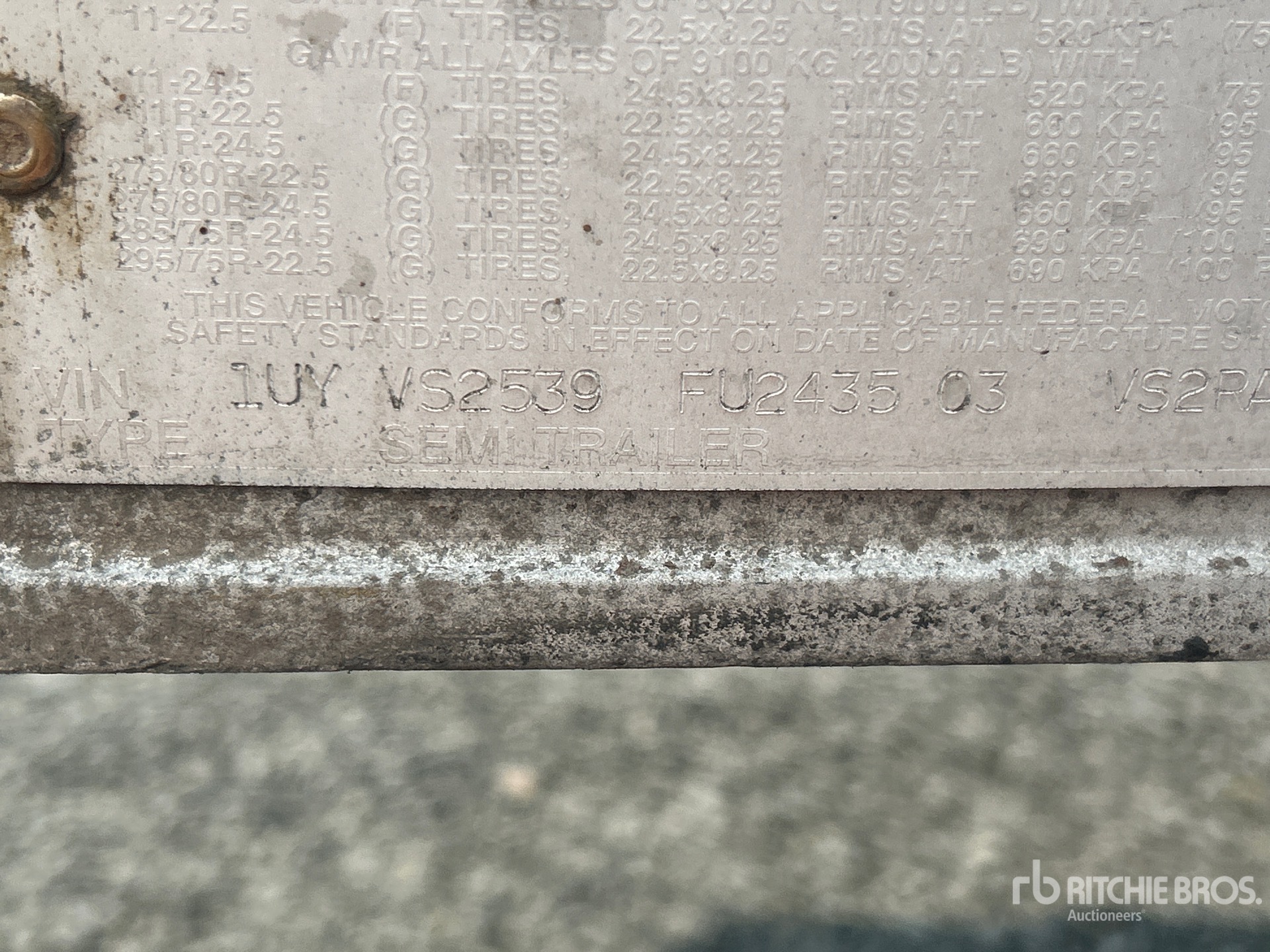 General Appearance with Serial Number / VIN
