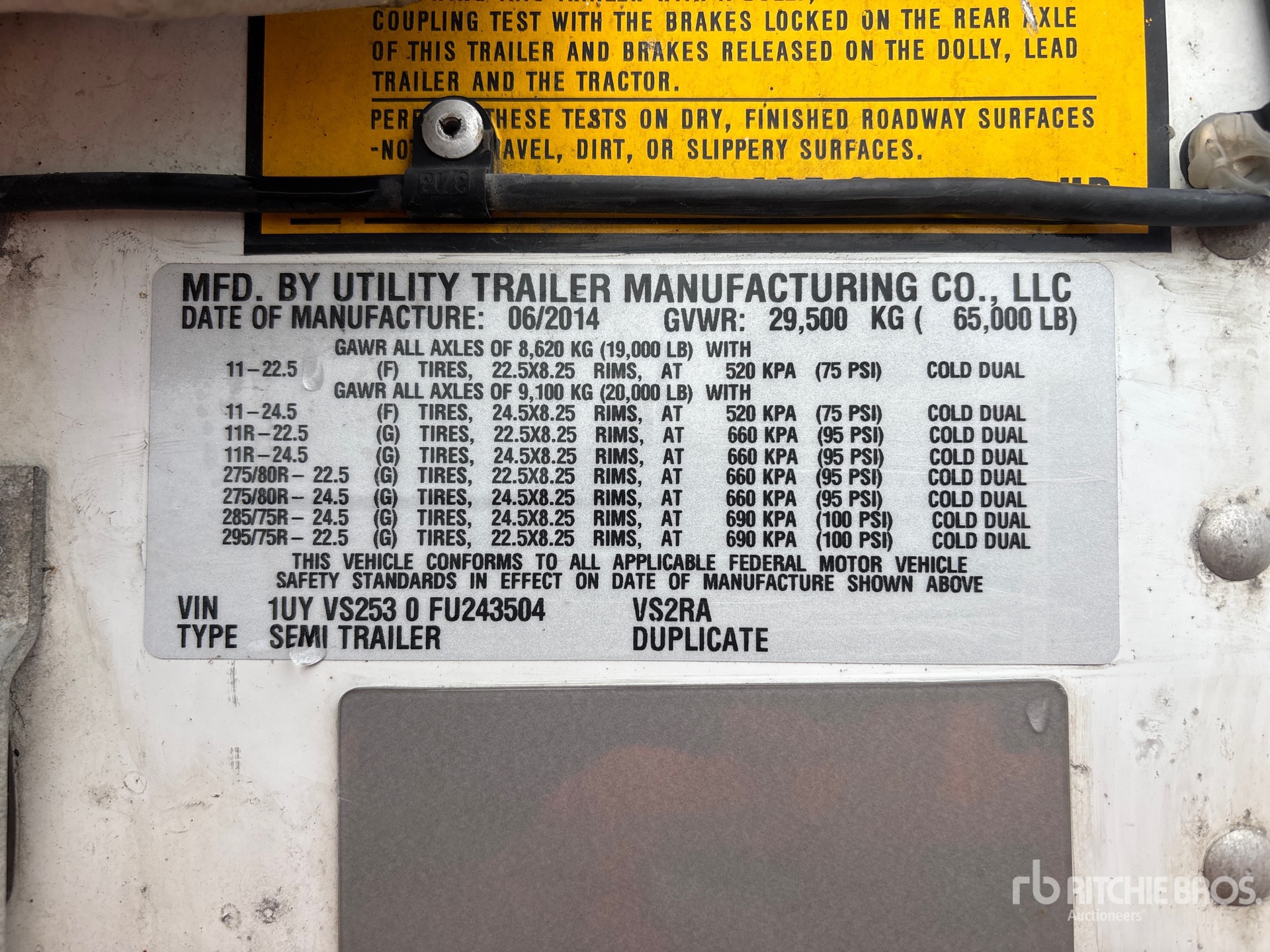 General Appearance with Serial Number / VIN