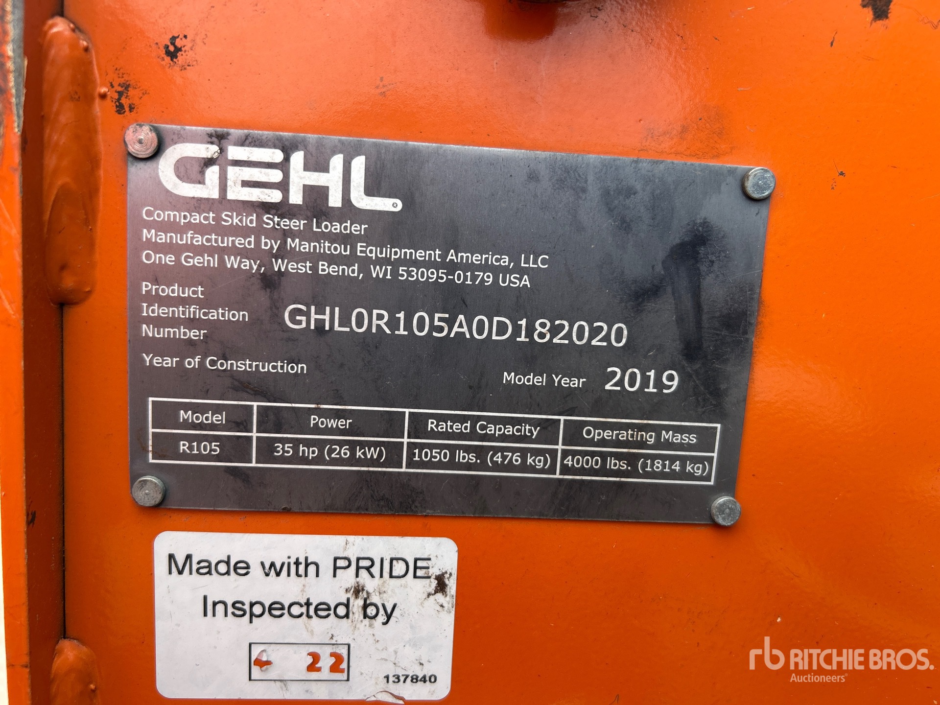 General Appearance with Serial Number / VIN