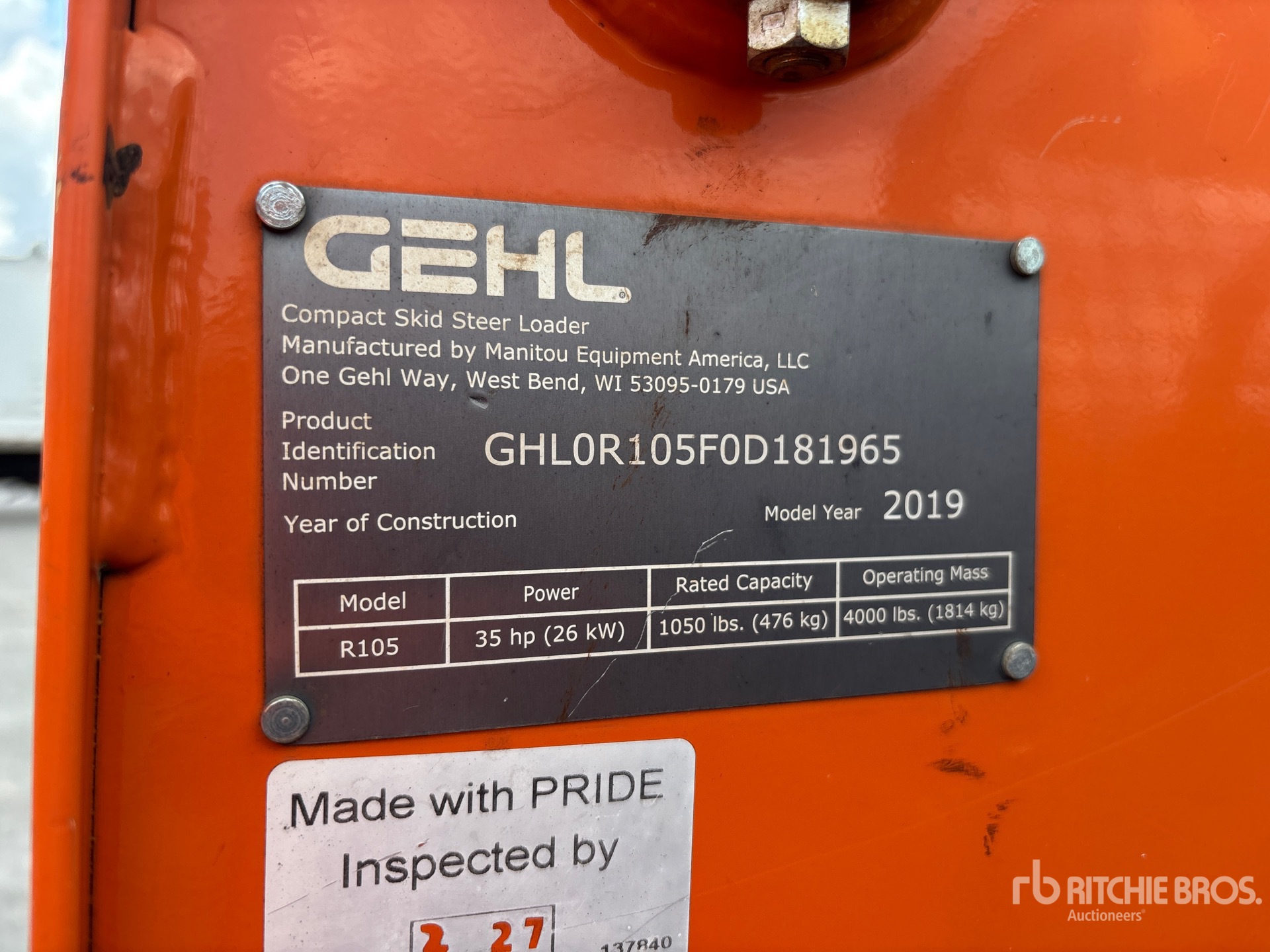 General Appearance with Serial Number / VIN