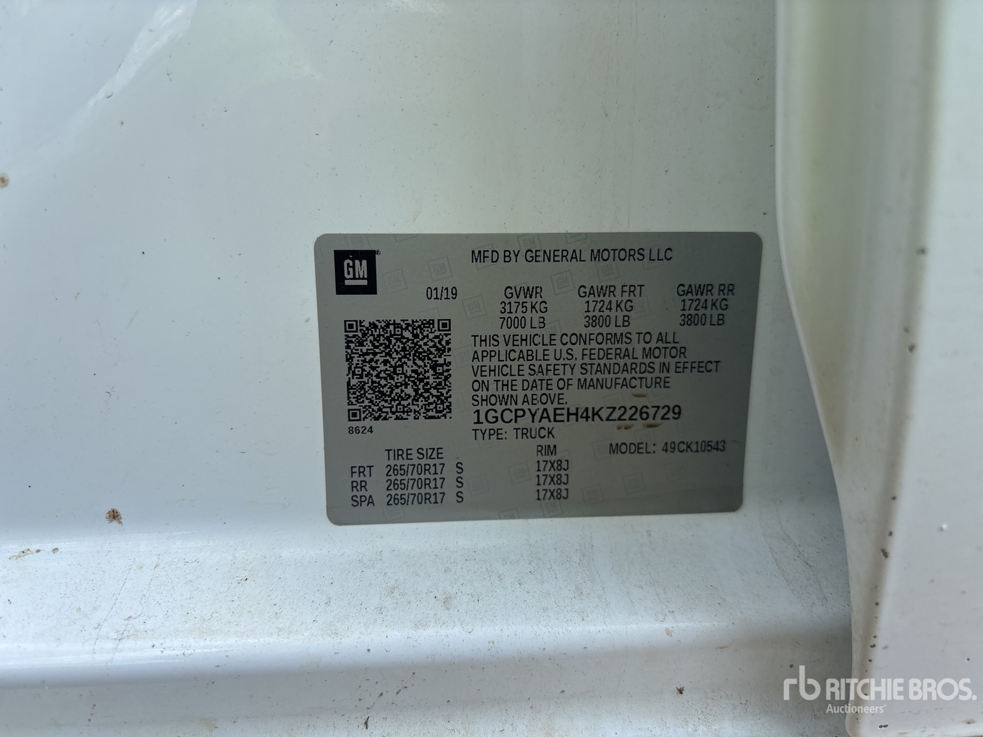 General Appearance with Serial Number / VIN