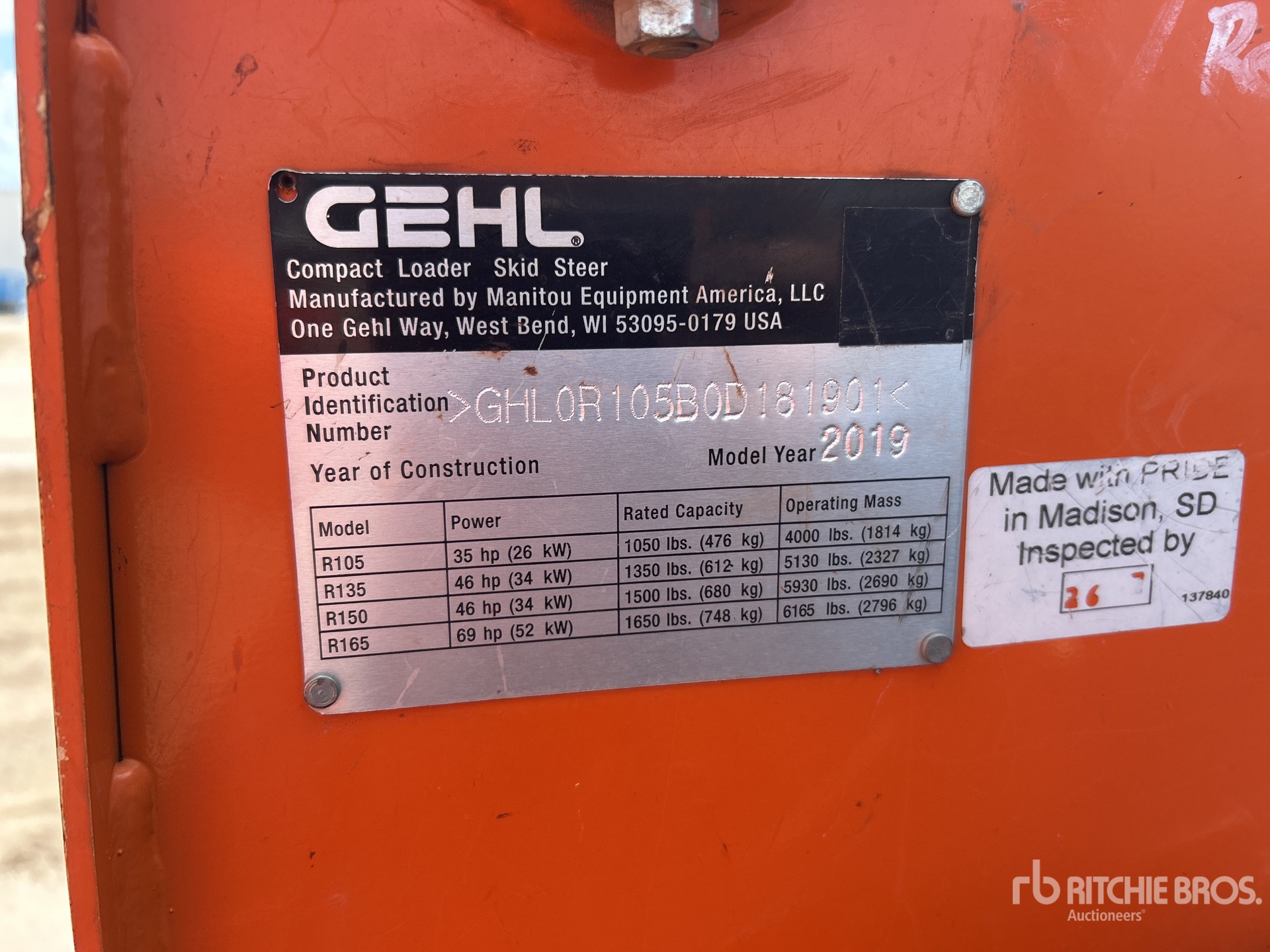General Appearance with Serial Number / VIN