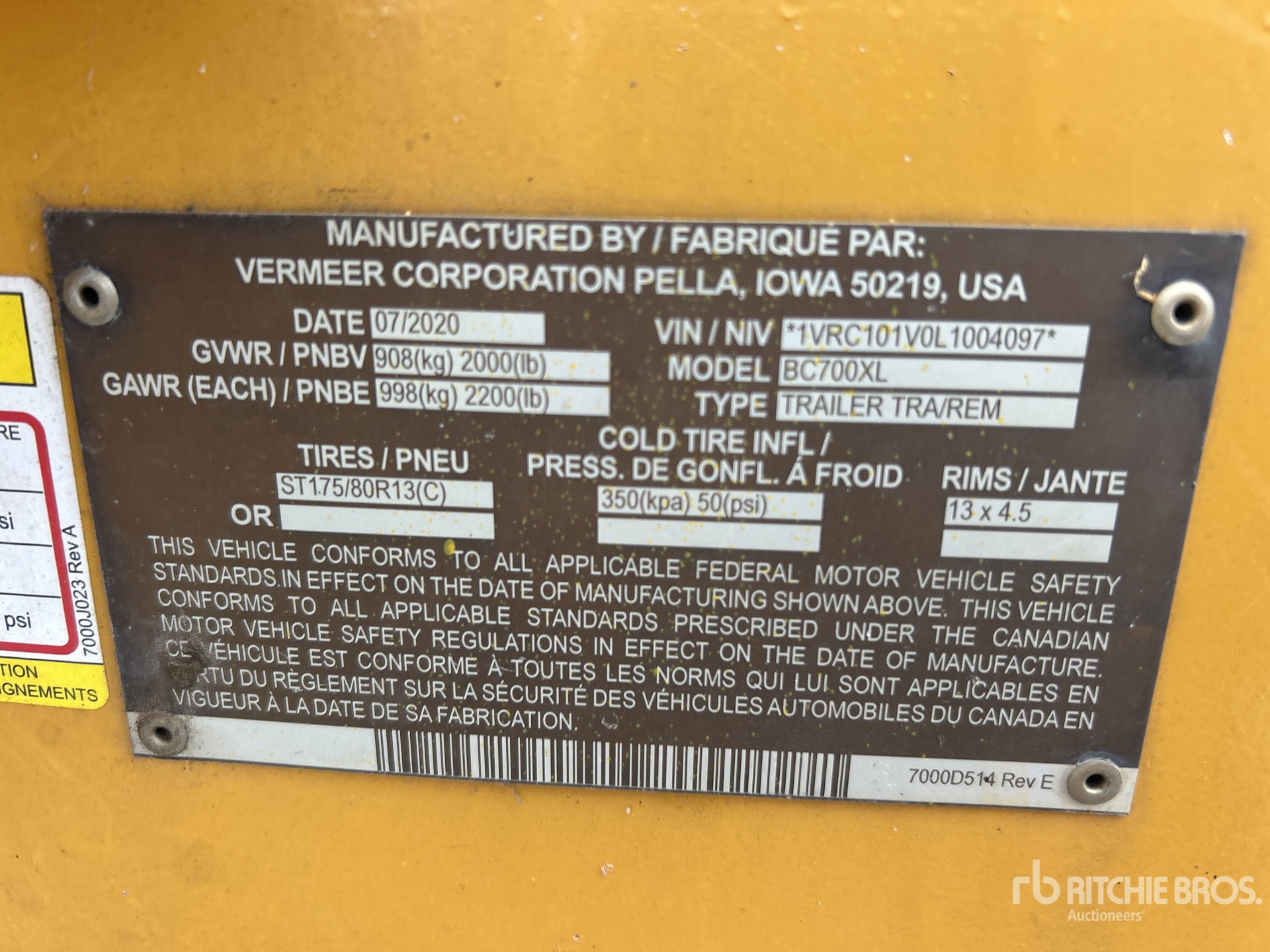 General Appearance with Serial Number / VIN