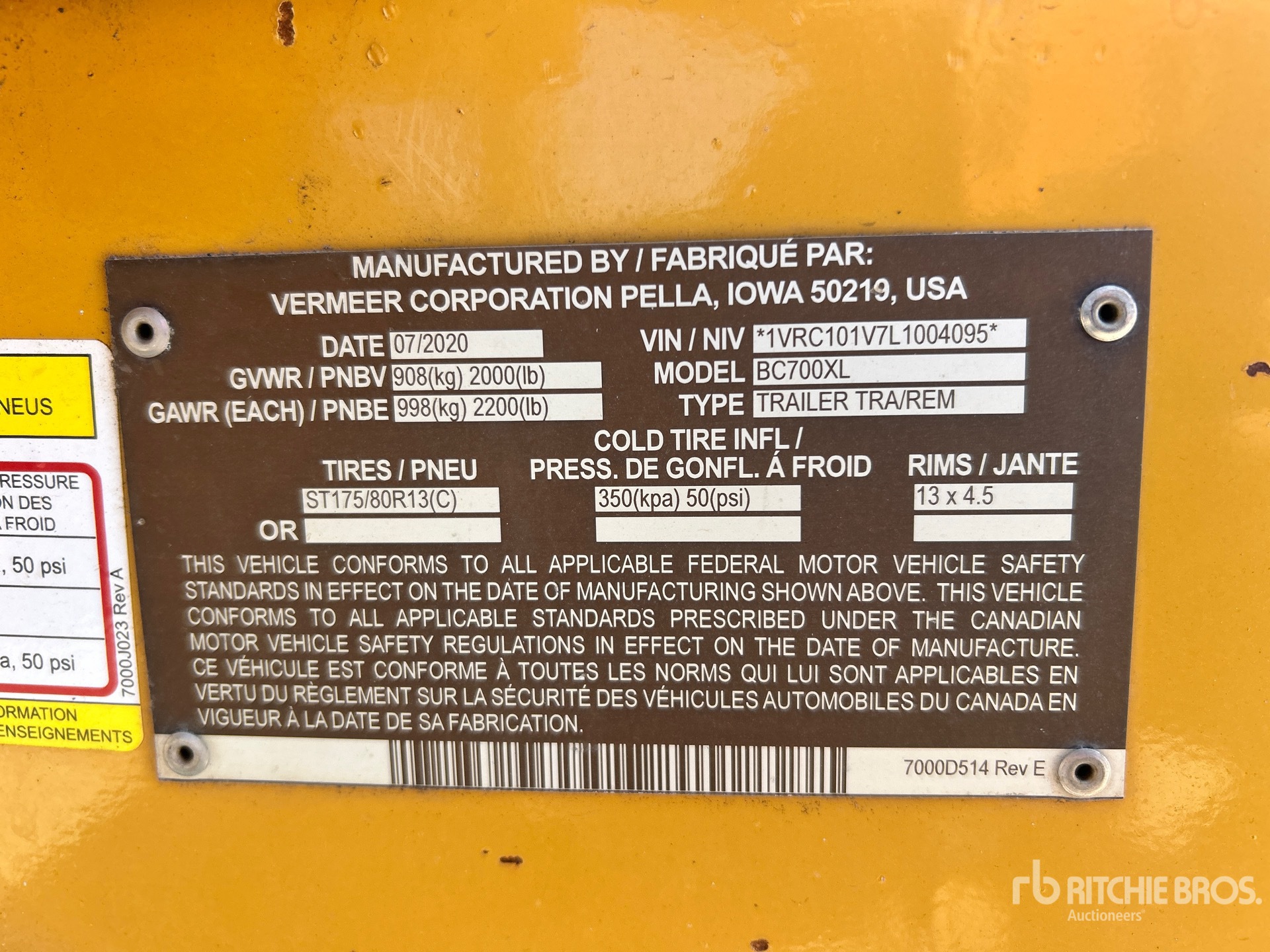 General Appearance with Serial Number / VIN
