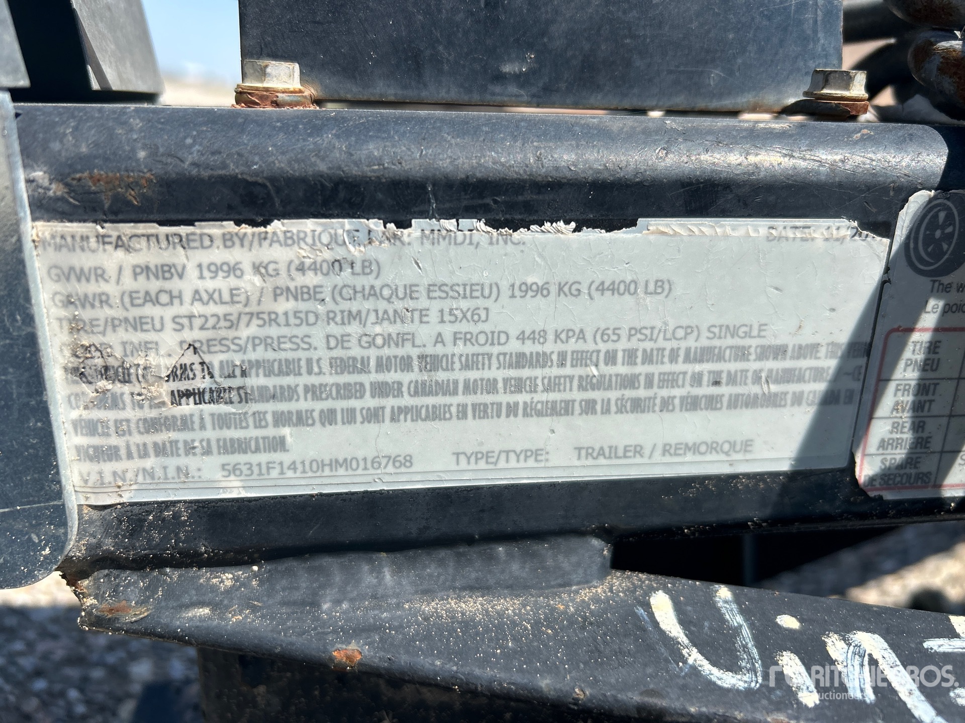 General Appearance with Serial Number / VIN