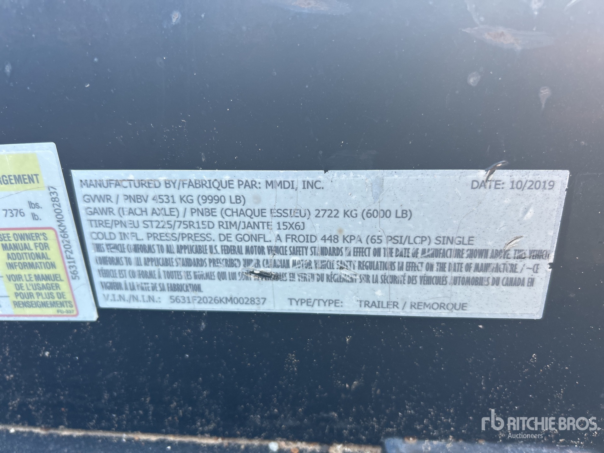 General Appearance with Serial Number / VIN