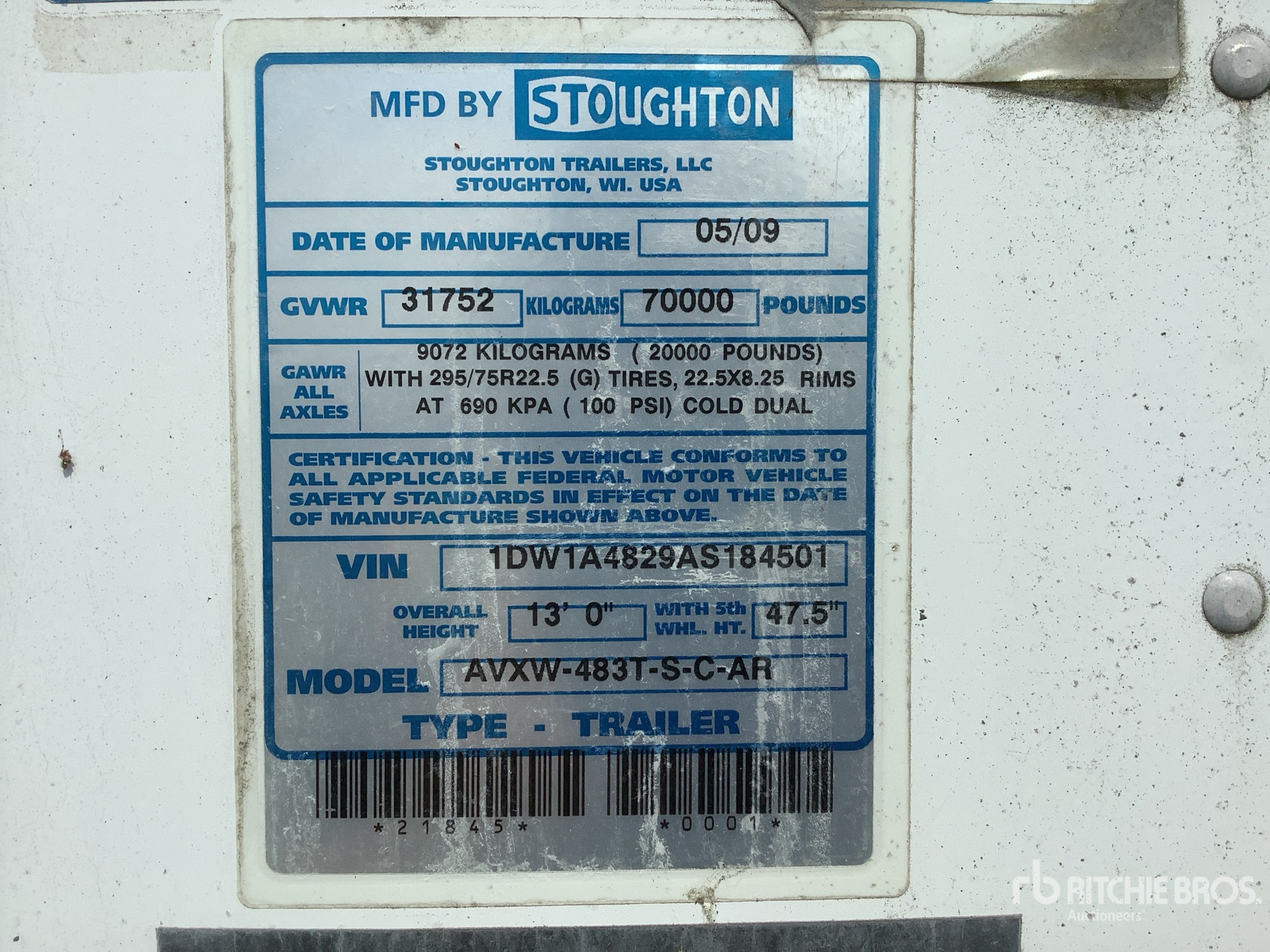 General Appearance with Serial Number / VIN