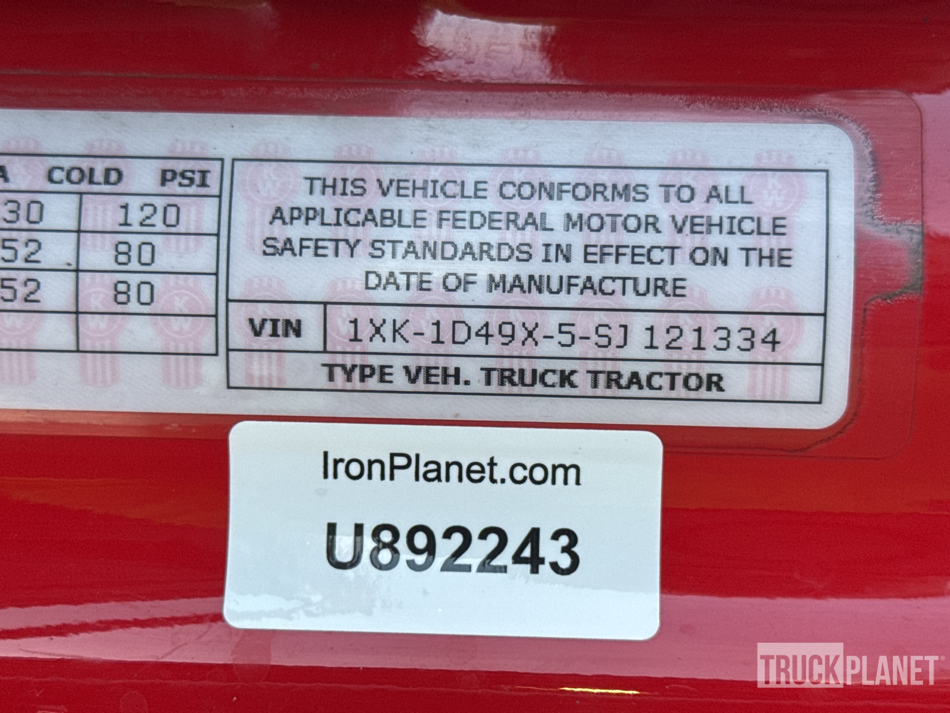 General Appearance with Serial Number / VIN