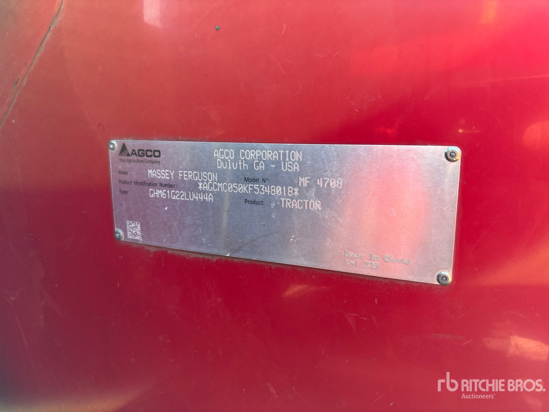 General Appearance with Serial Number / VIN