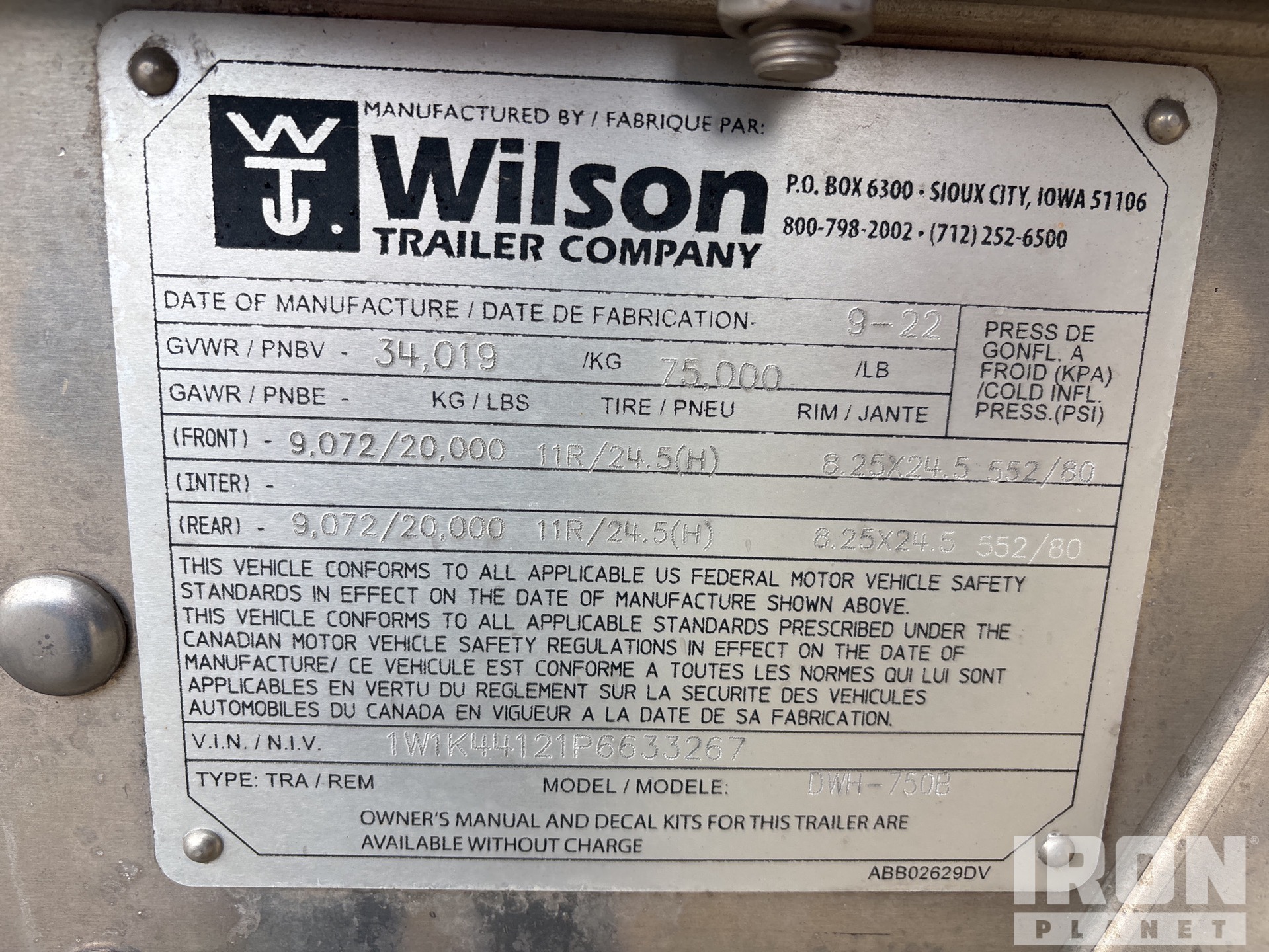 General Appearance with Serial Number / VIN