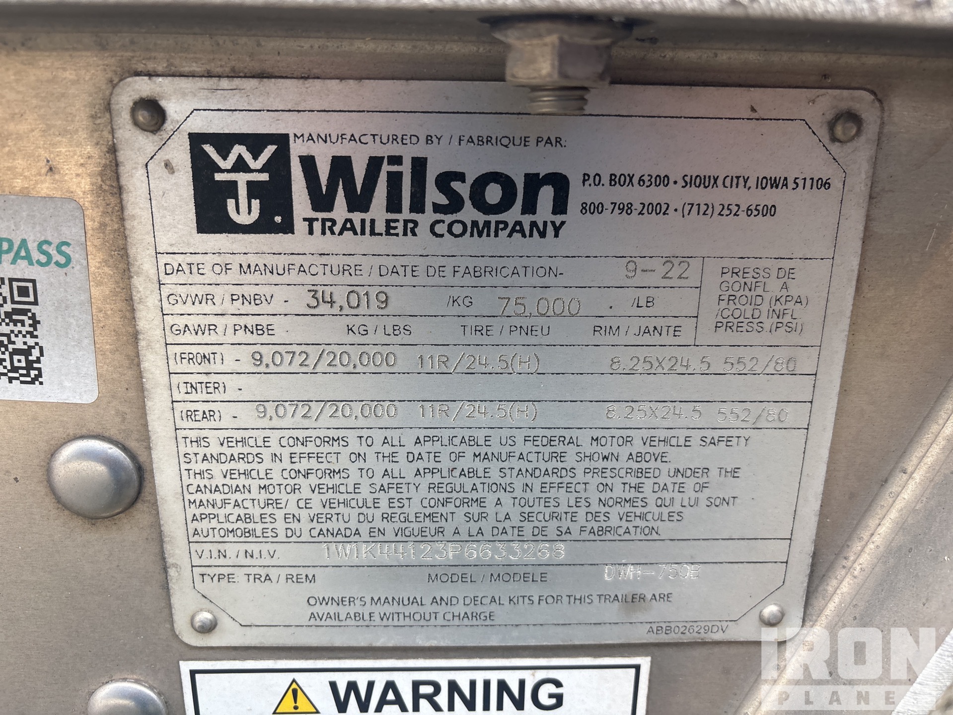 General Appearance with Serial Number / VIN