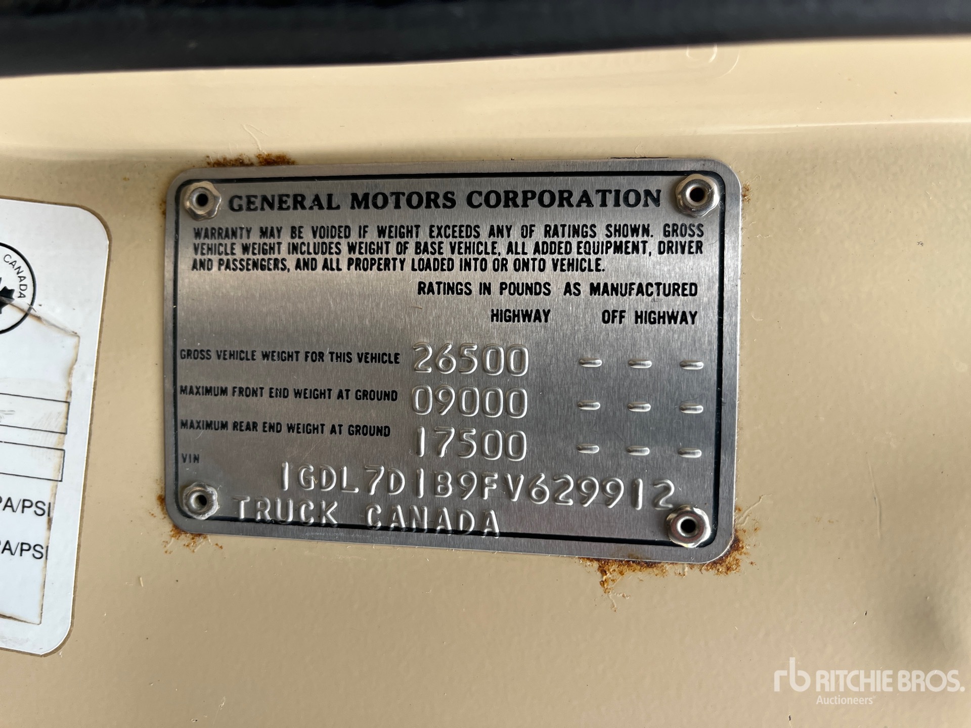 General Appearance with Serial Number / VIN