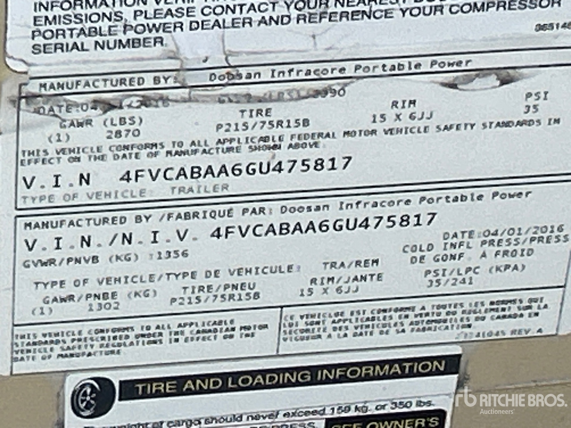 General Appearance with Serial Number / VIN