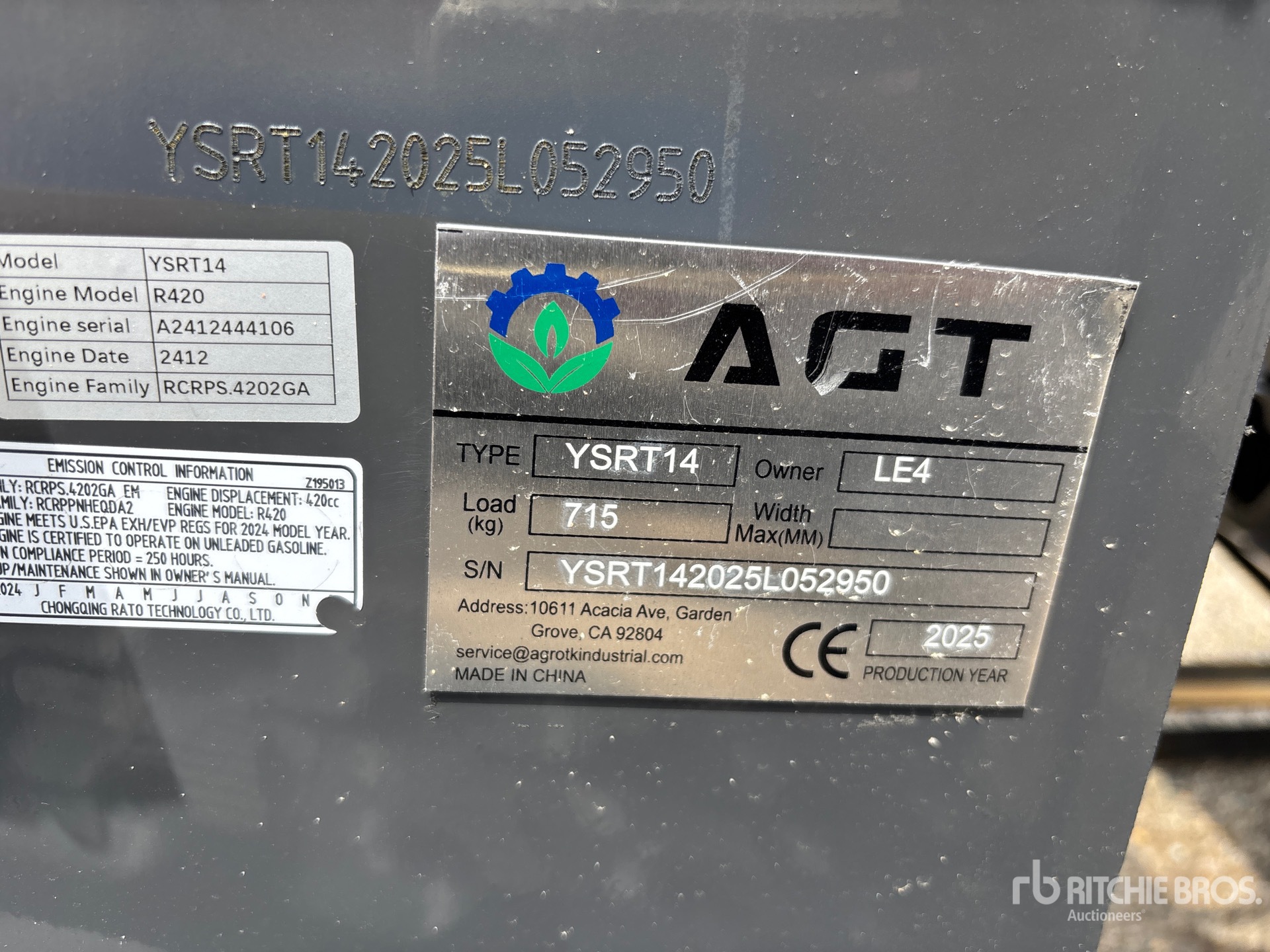 General Appearance with Serial Number / VIN