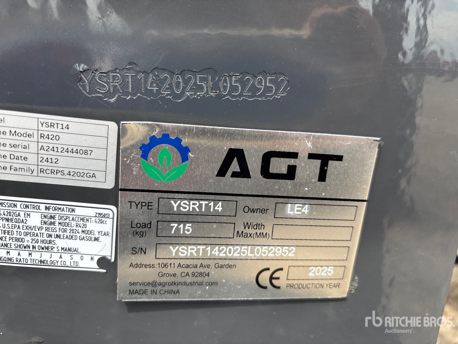 General Appearance with Serial Number / VIN