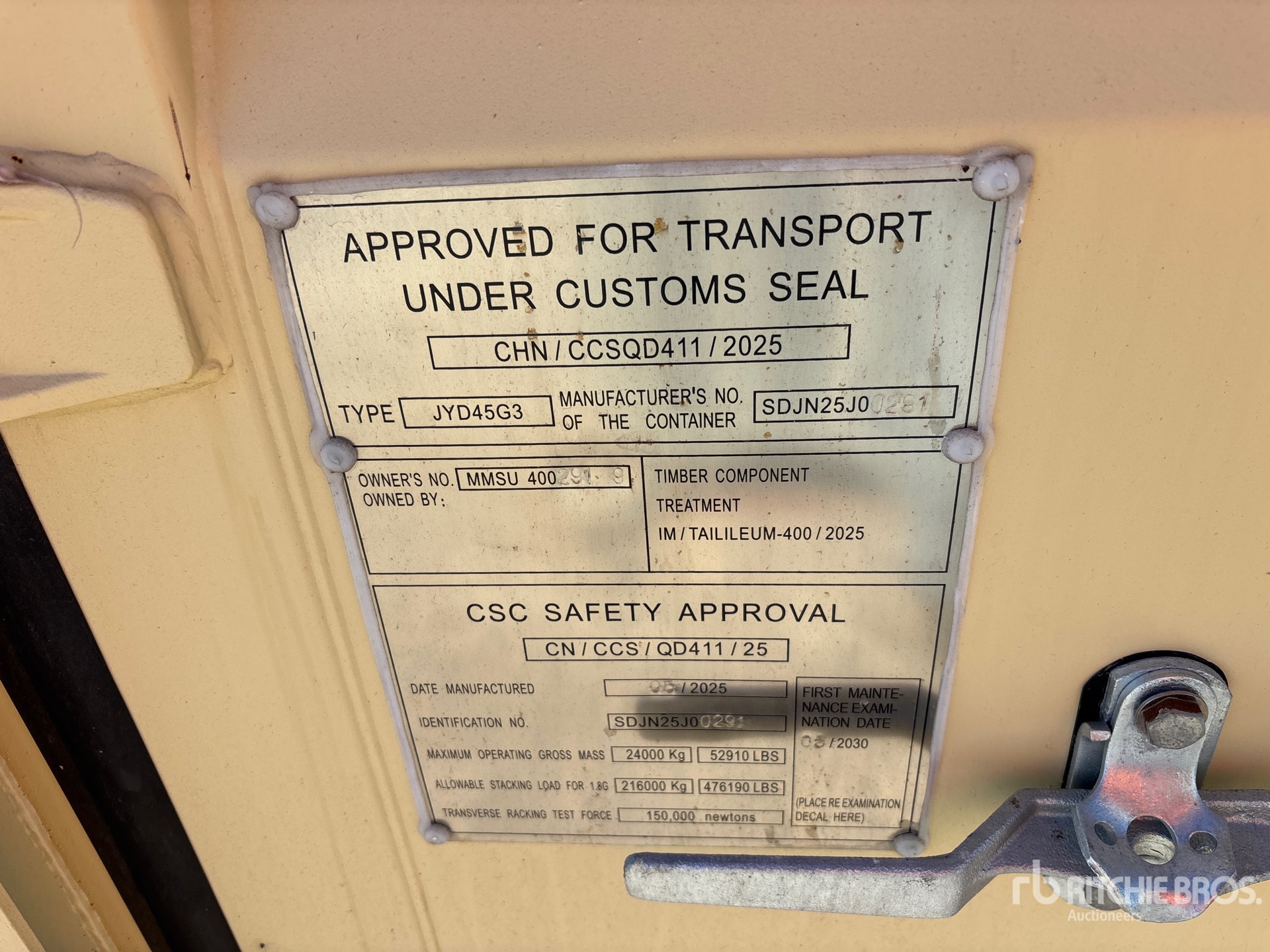General Appearance with Serial Number / VIN