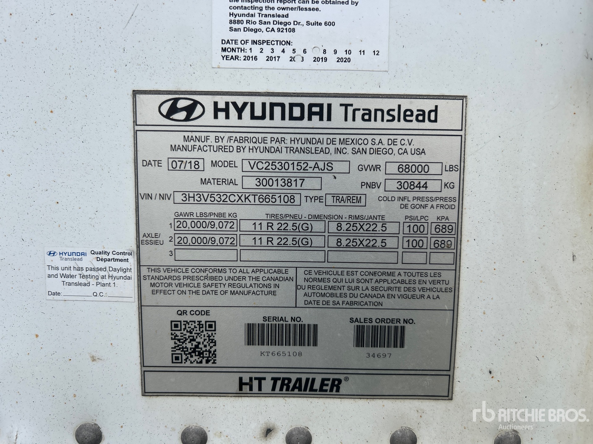General Appearance with Serial Number / VIN
