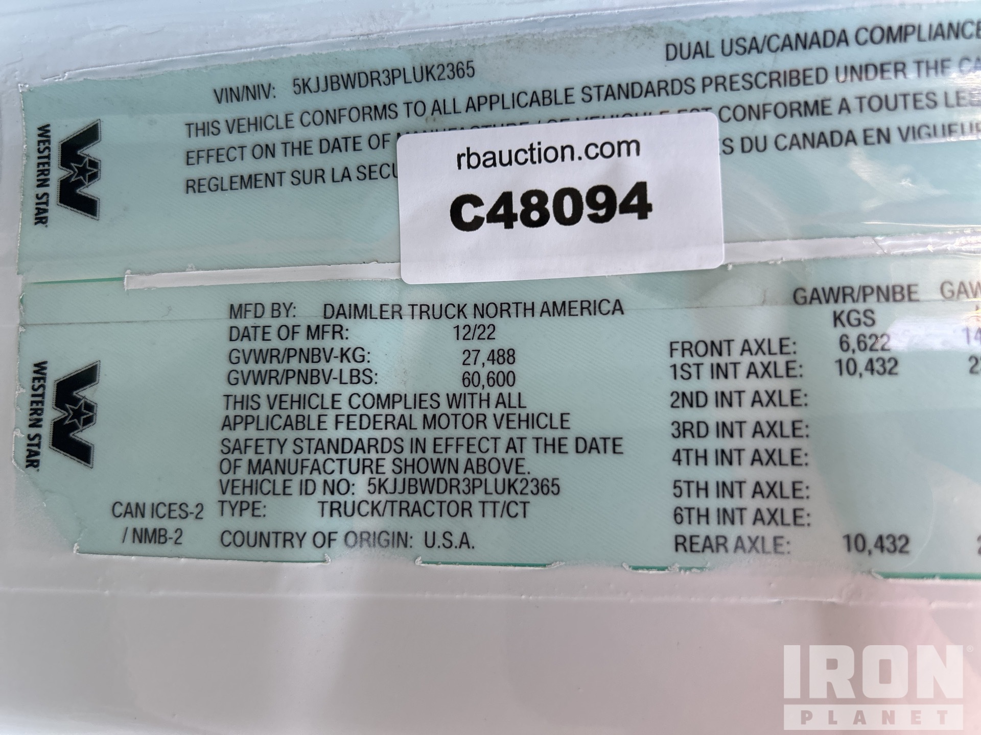 General Appearance with N.º de serie/VIN