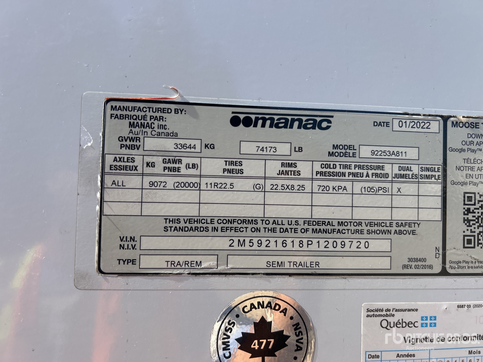 General Appearance with Serial Number / VIN