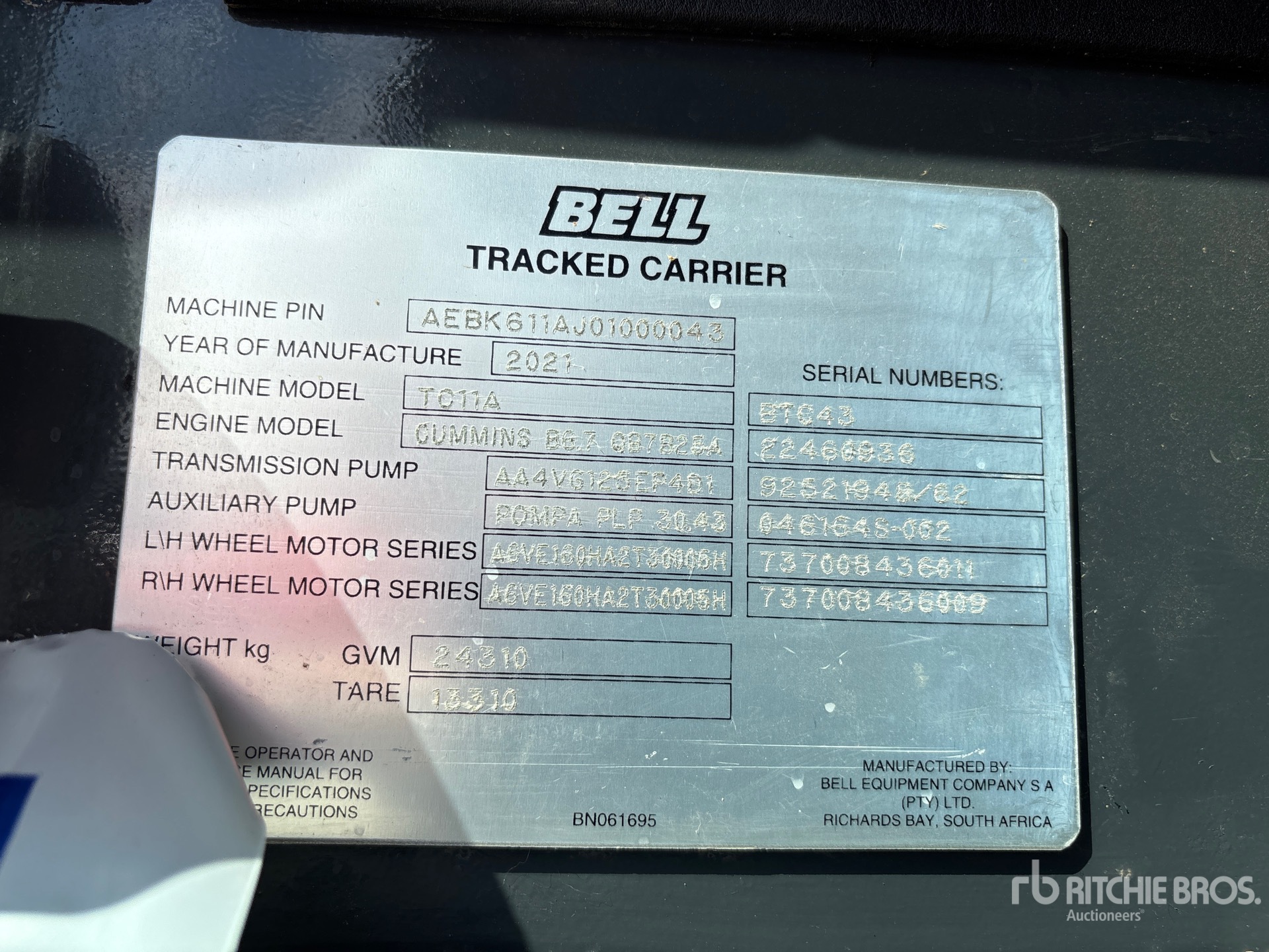 General Appearance with Serial Number / VIN