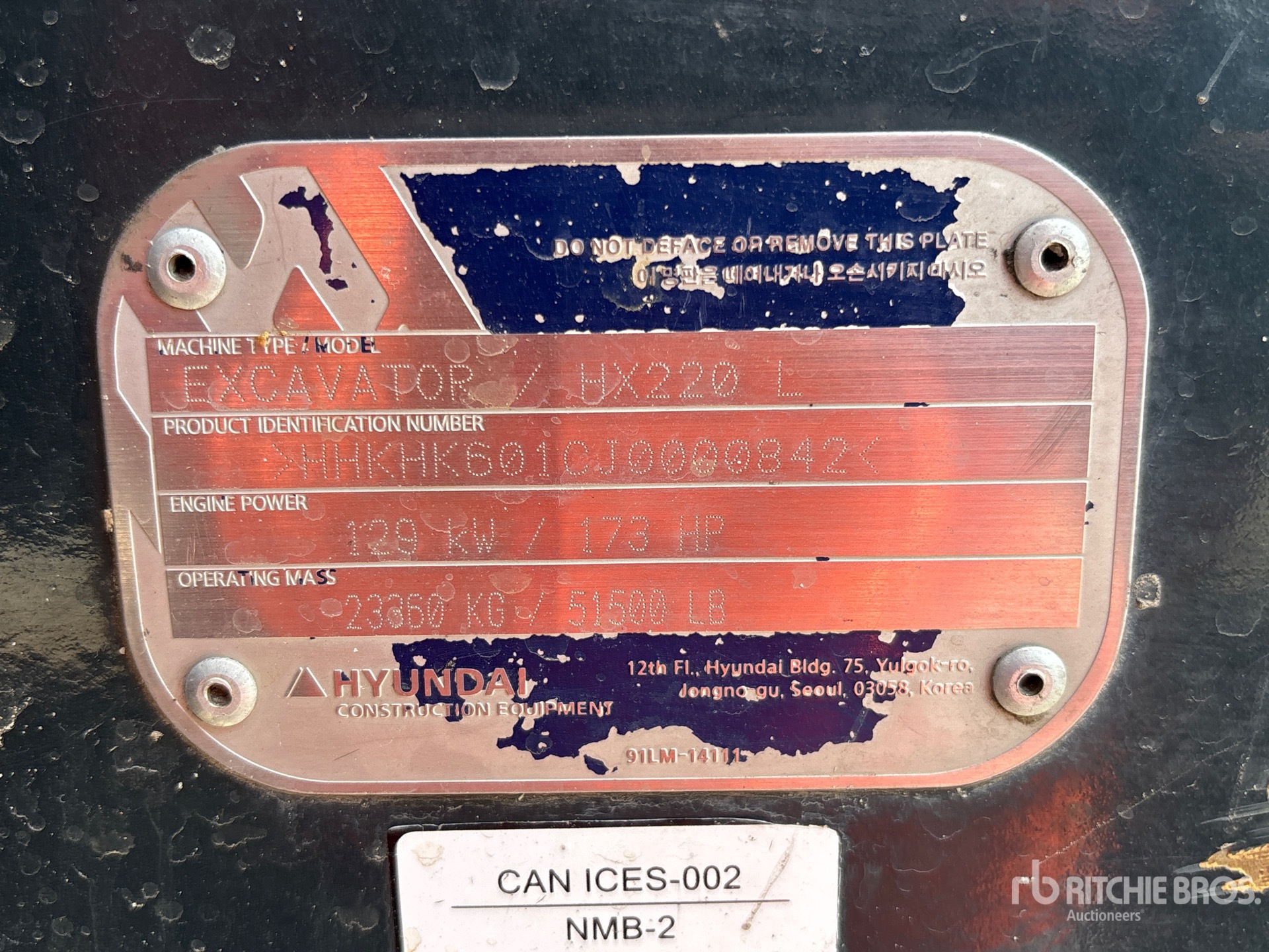 General Appearance with Serial Number / VIN