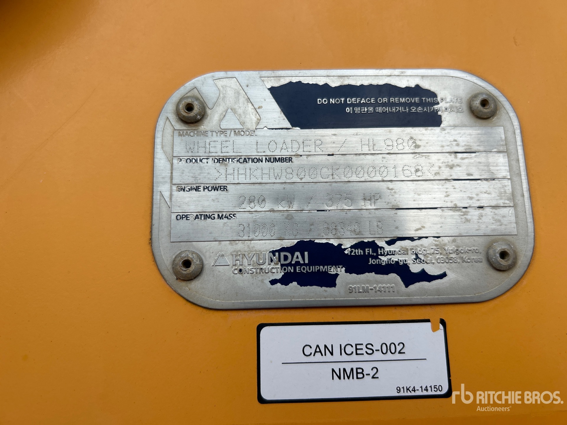 General Appearance with Serial Number / VIN