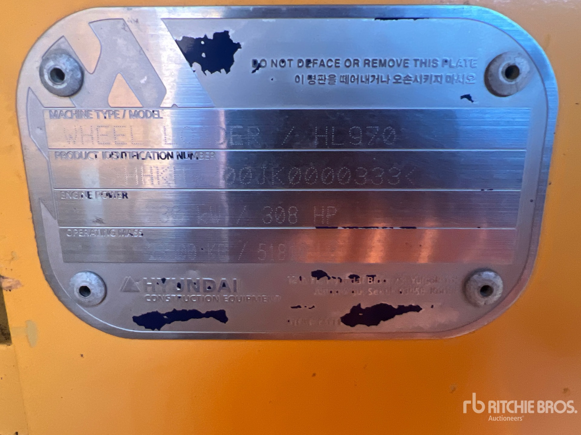 General Appearance with Serial Number / VIN