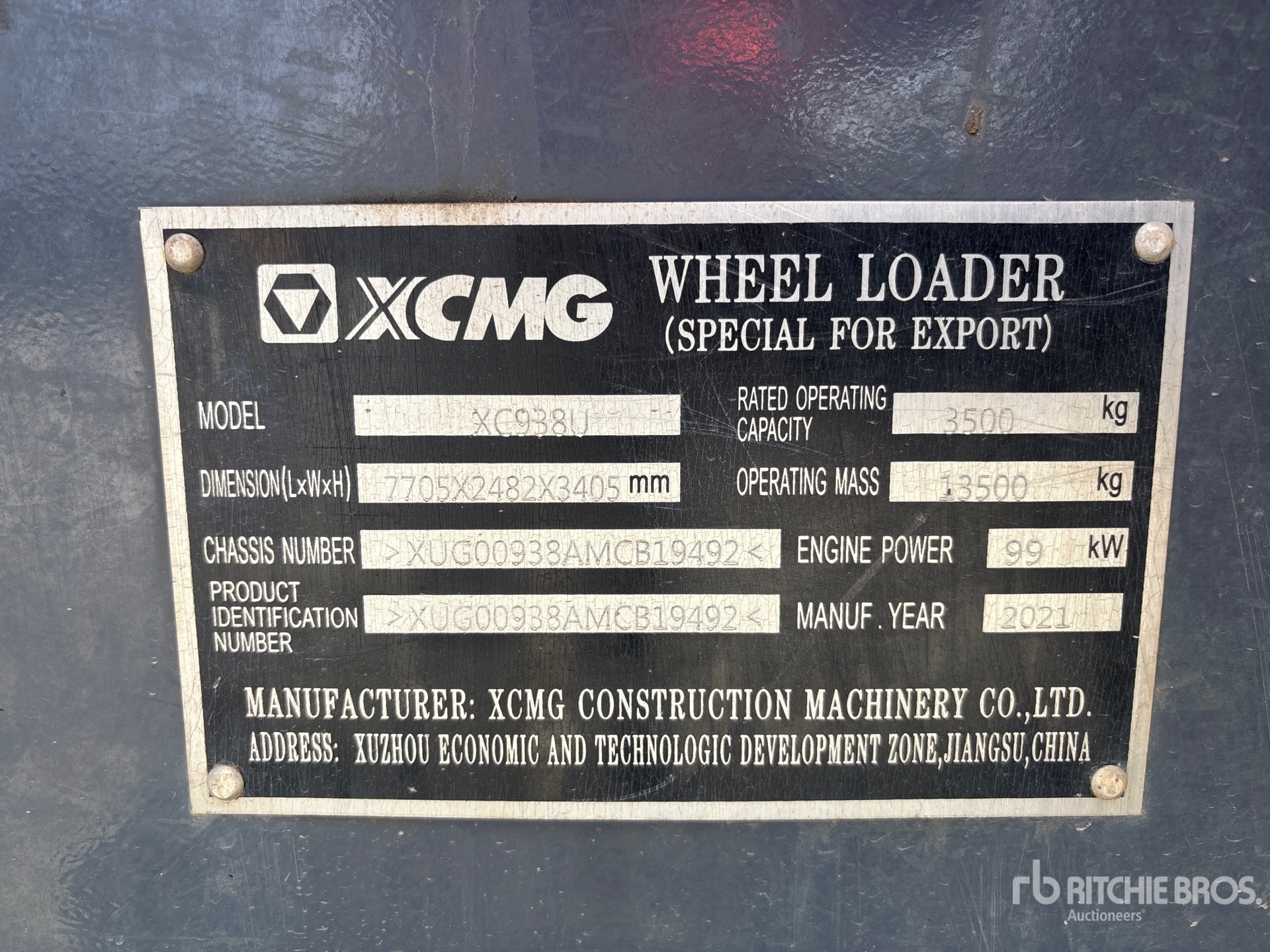 General Appearance with Serial Number / VIN