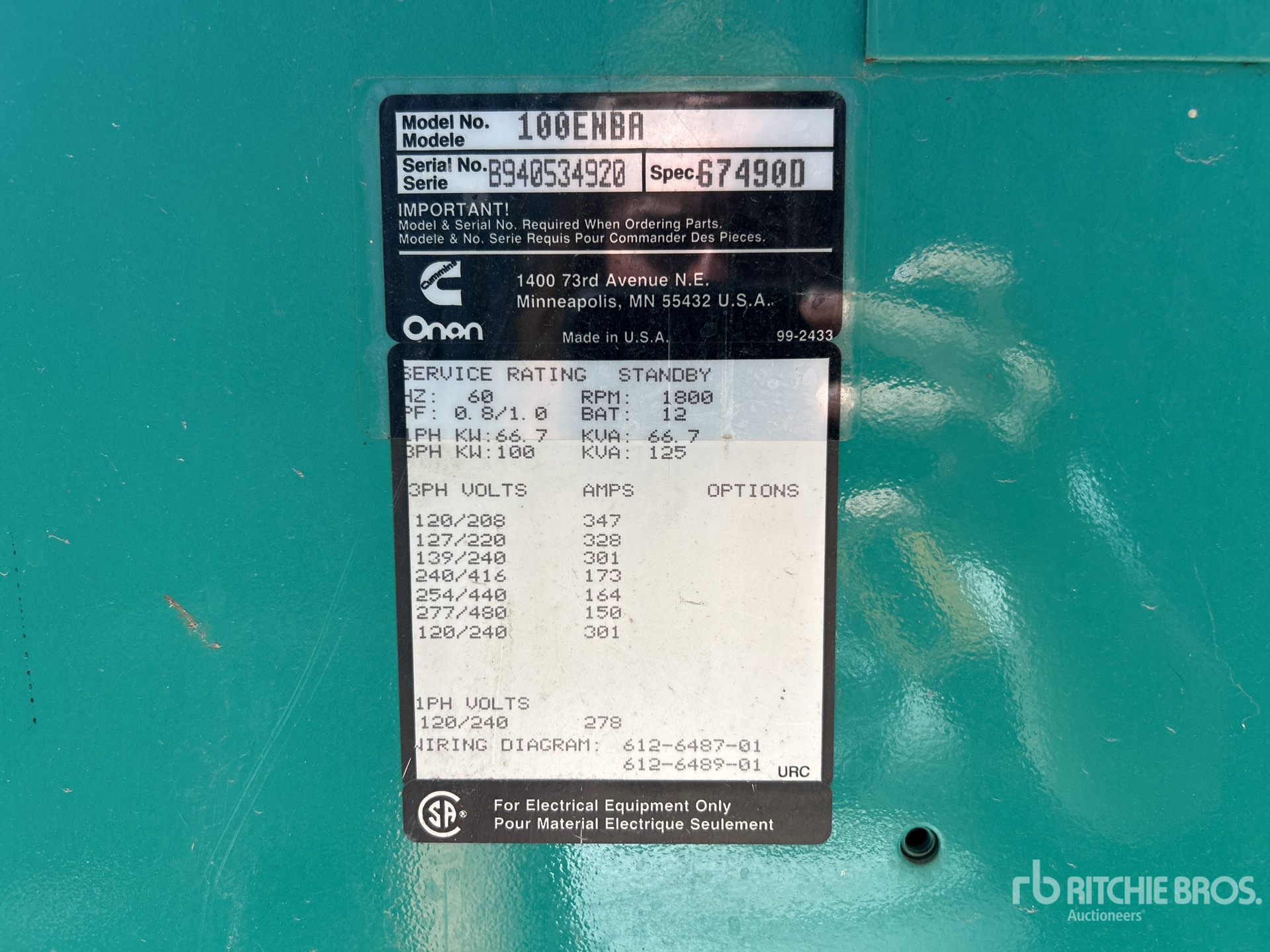 General Appearance with Serial Number / VIN