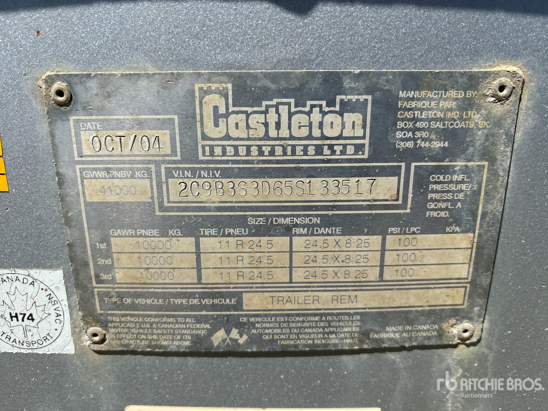 General Appearance with Serial Number / VIN
