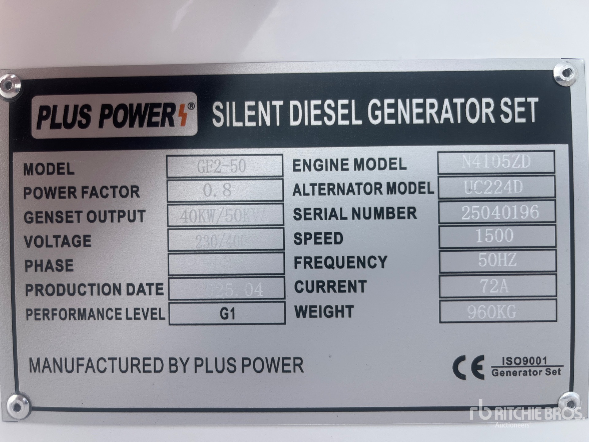General Appearance with Serial Number / VIN