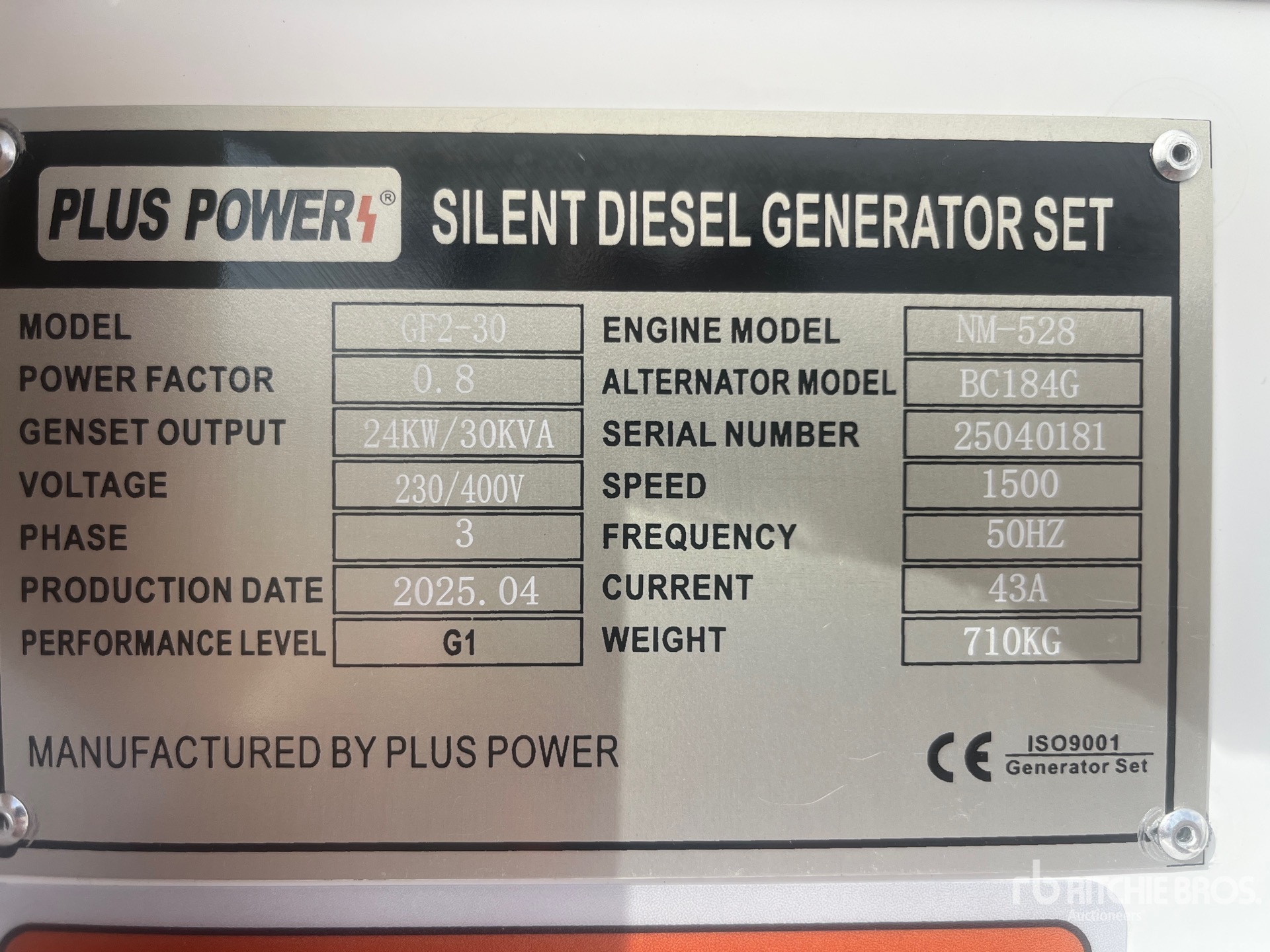 General Appearance with Serial Number / VIN