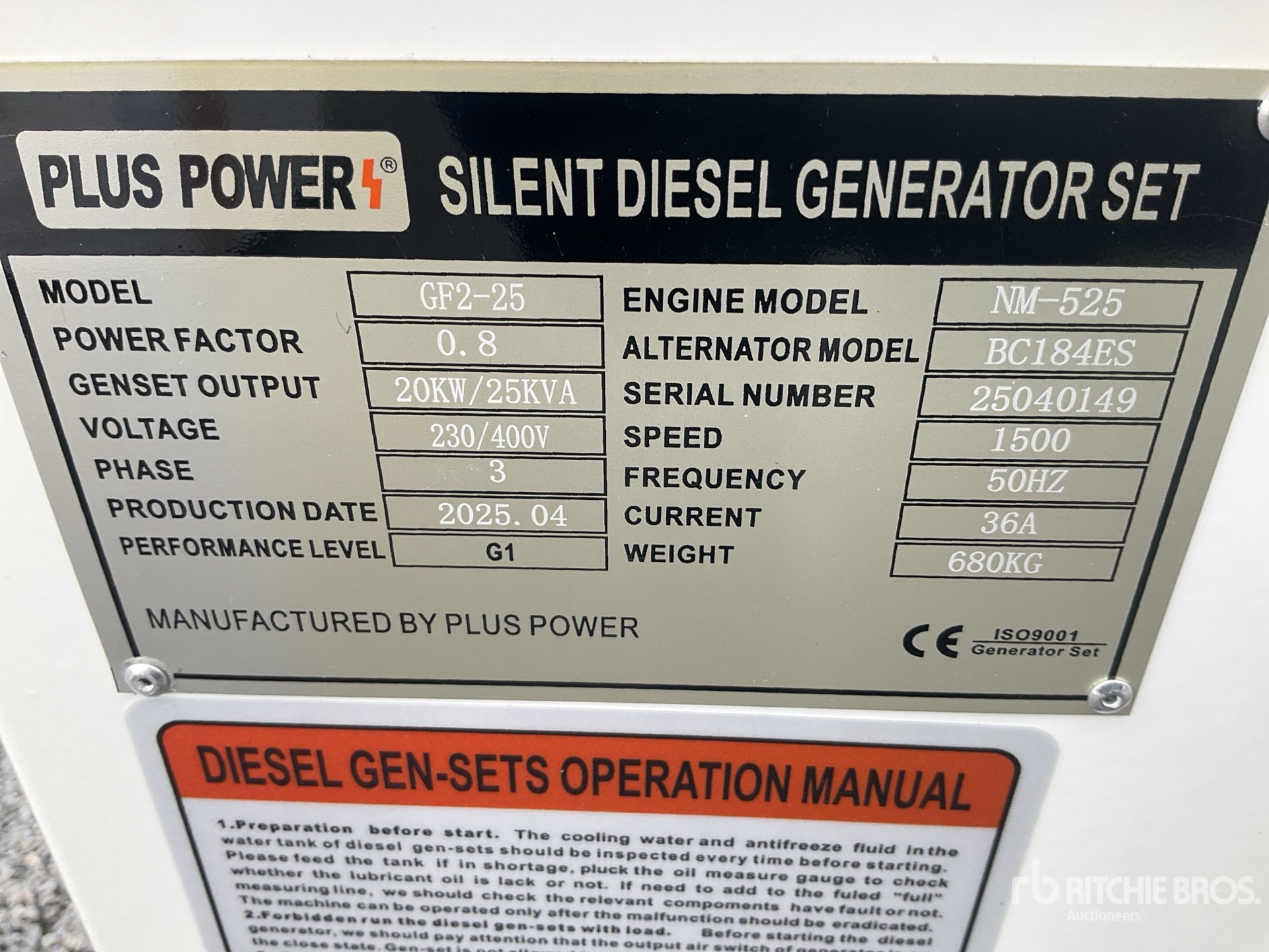 General Appearance with Serial Number / VIN
