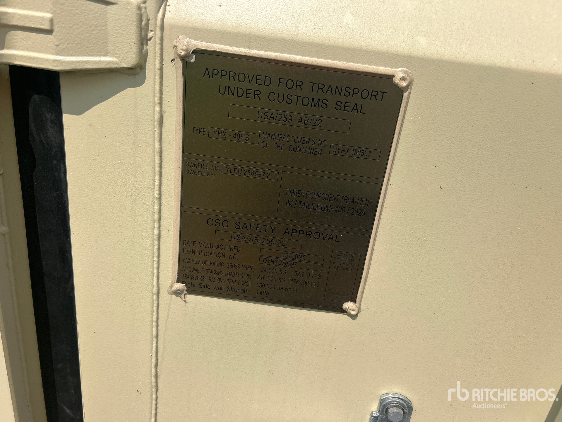 General Appearance with Serial Number / VIN