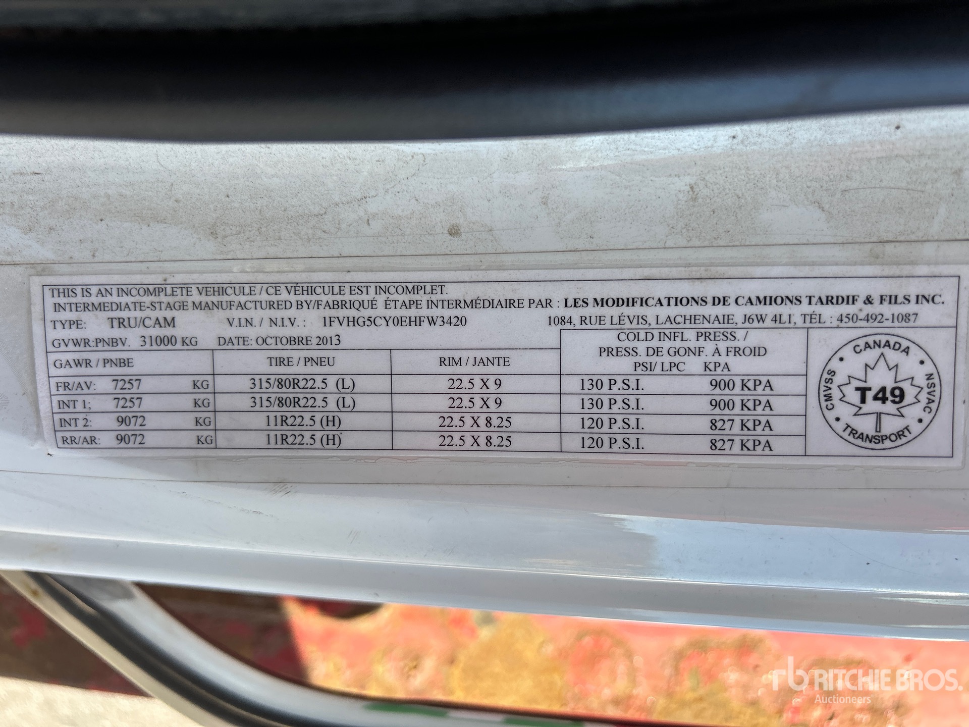 General Appearance with Serial Number / VIN