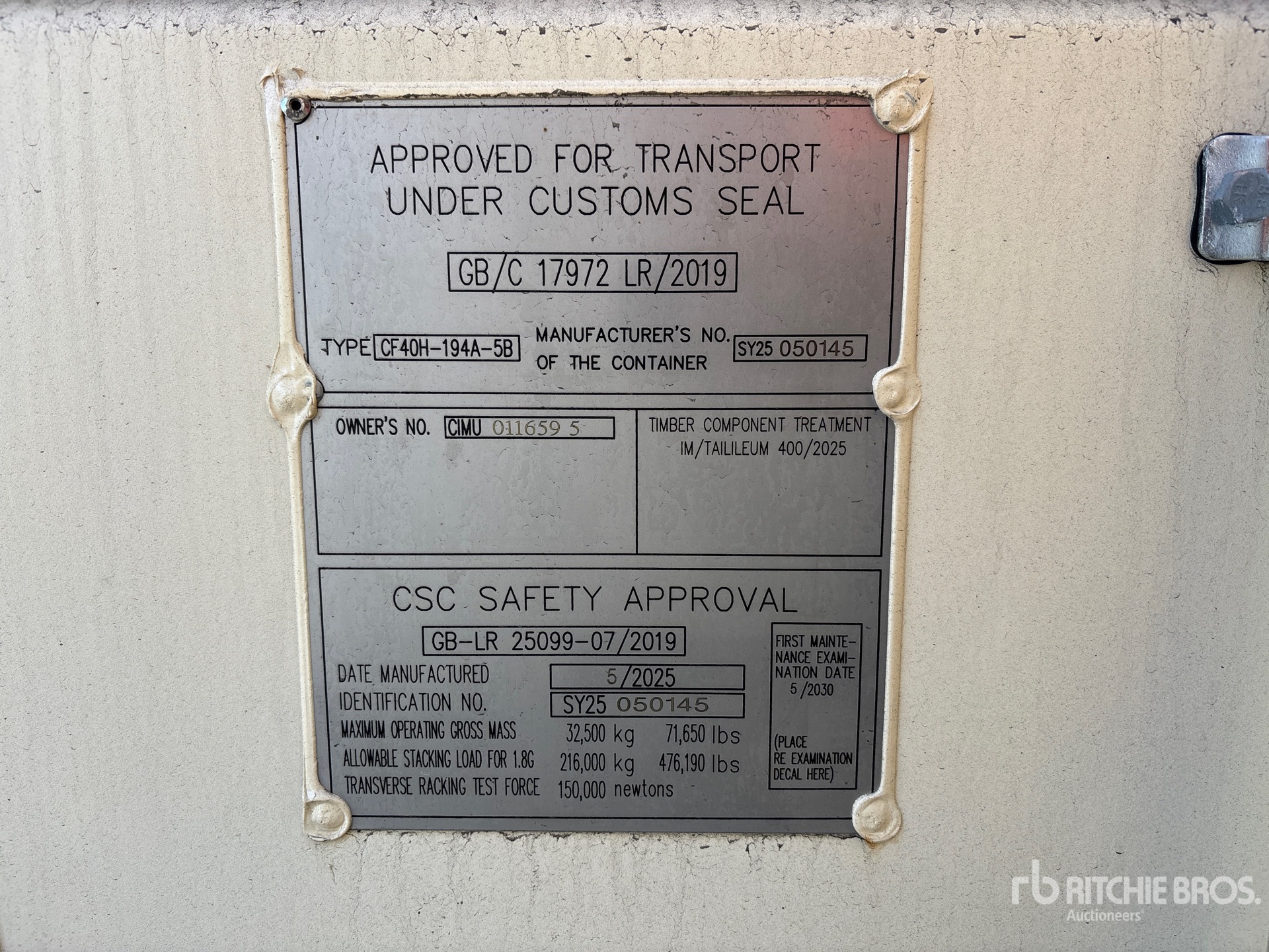 General Appearance with Serial Number / VIN