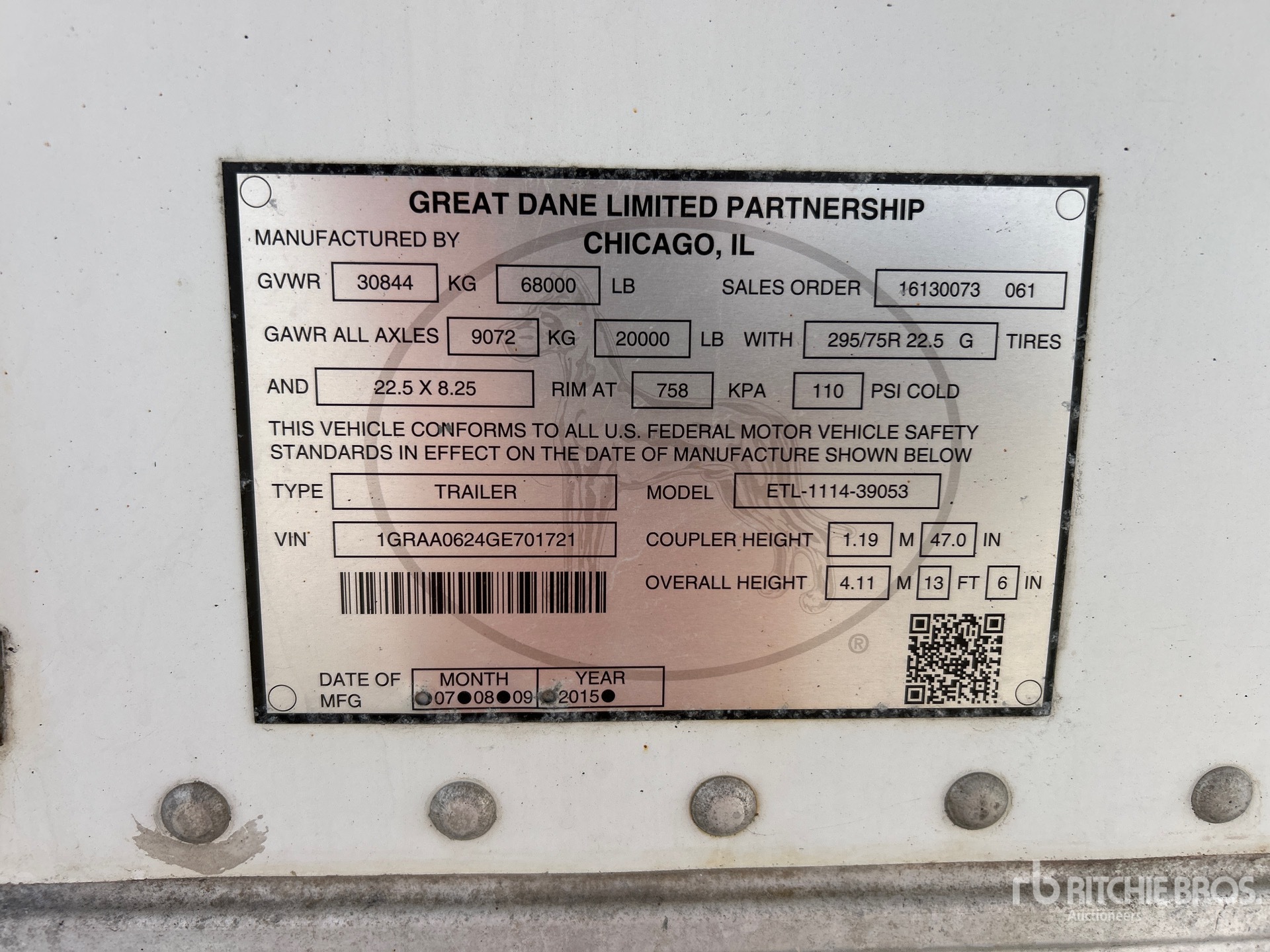 General Appearance with Serial Number / VIN