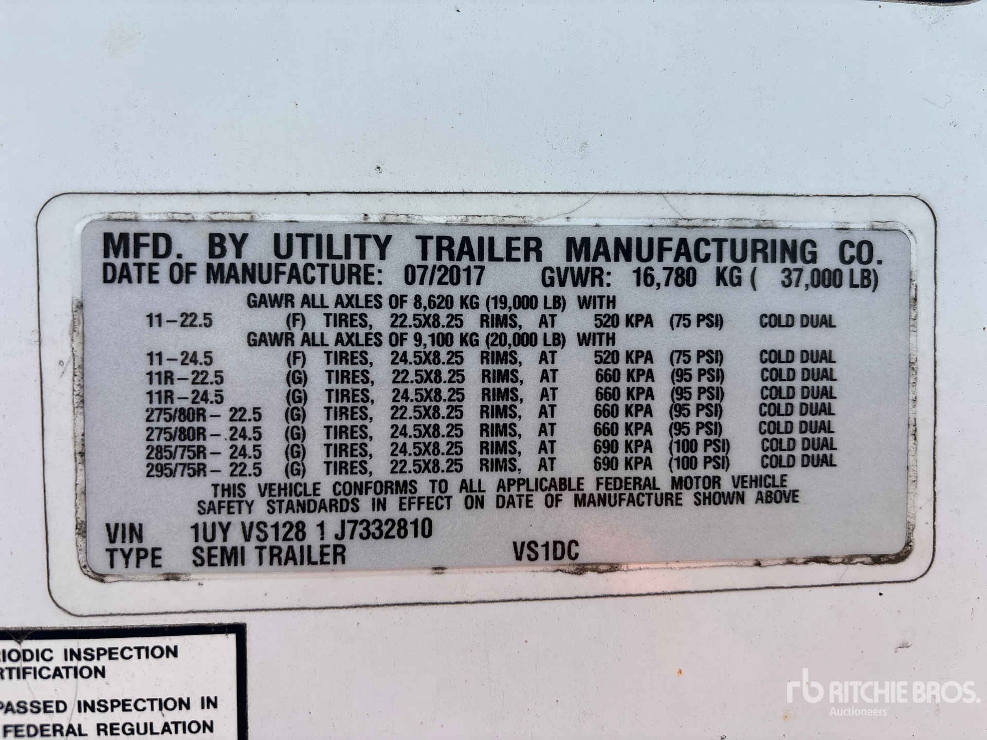 General Appearance with Serial Number / VIN