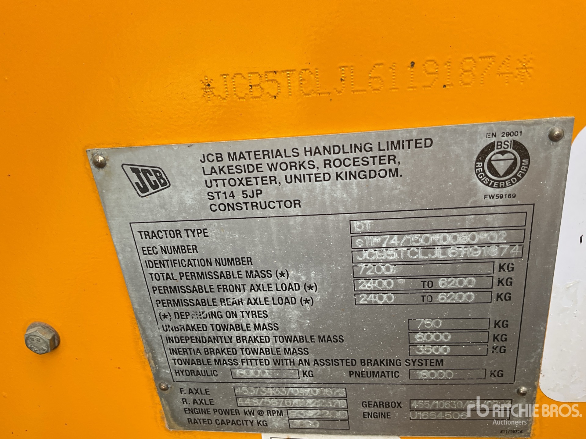 General Appearance with Serial Number / VIN