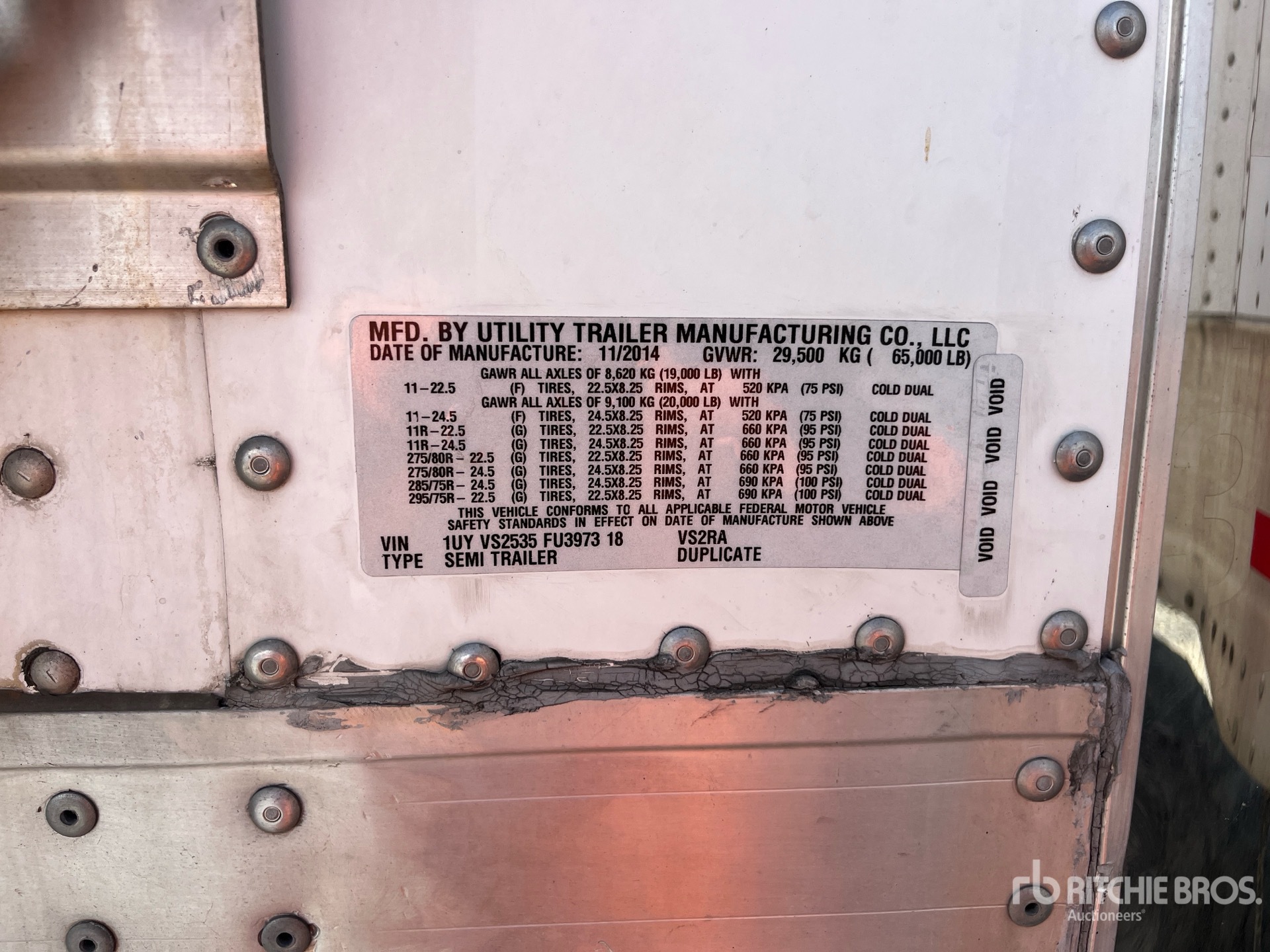 General Appearance with Serial Number / VIN