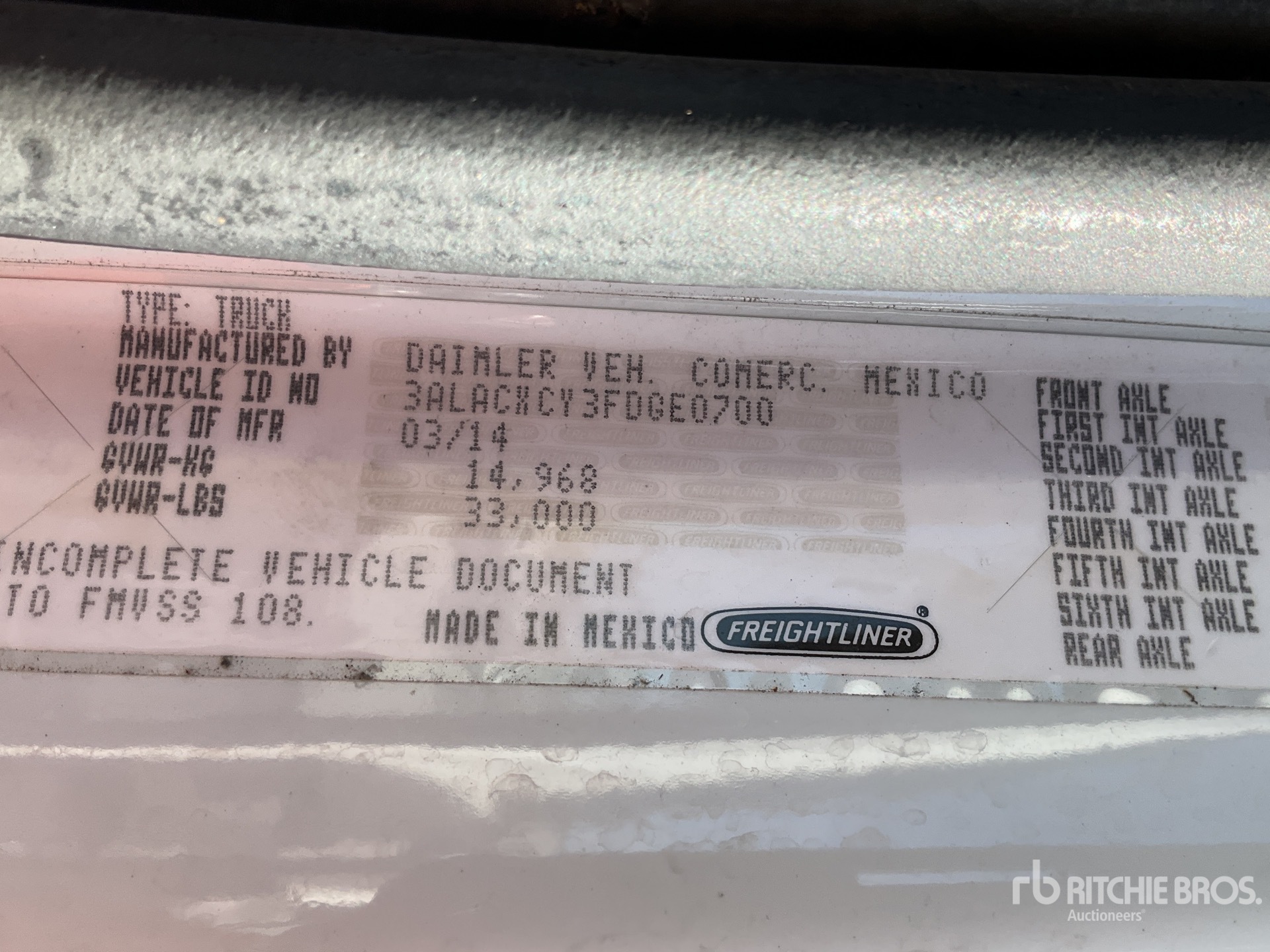 General Appearance with Serial Number / VIN