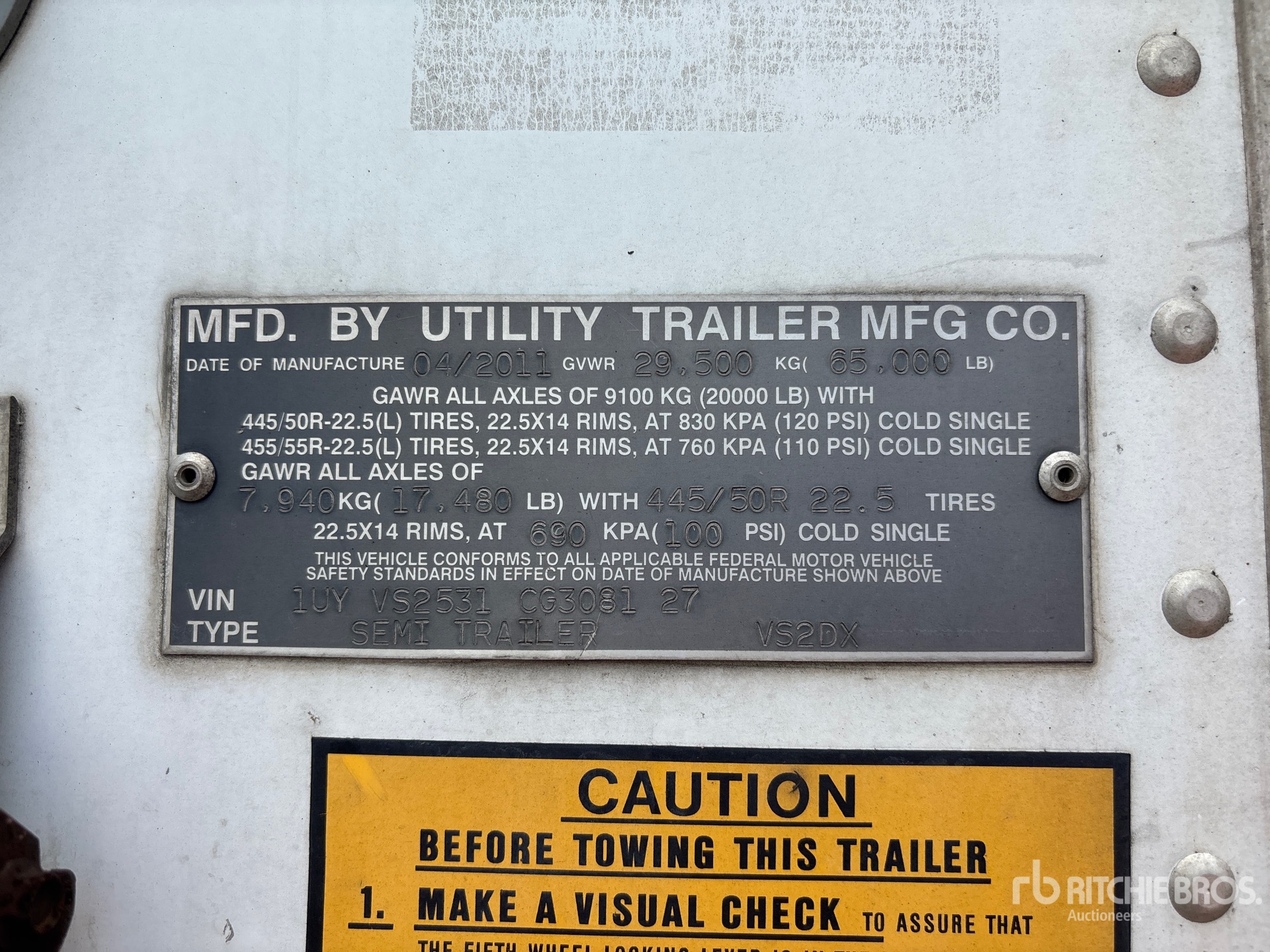 General Appearance with Serial Number / VIN