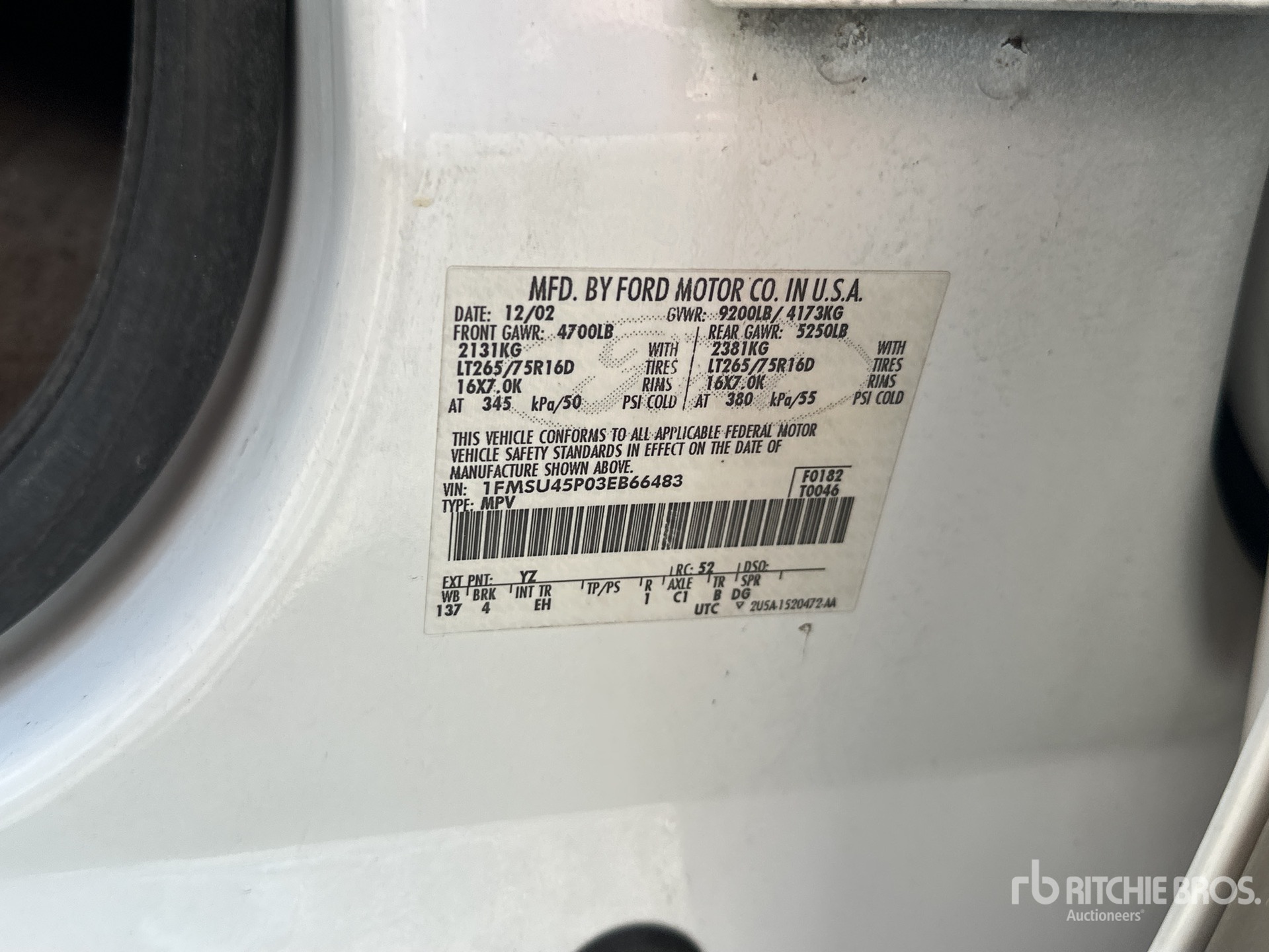 General Appearance with Serial Number / VIN