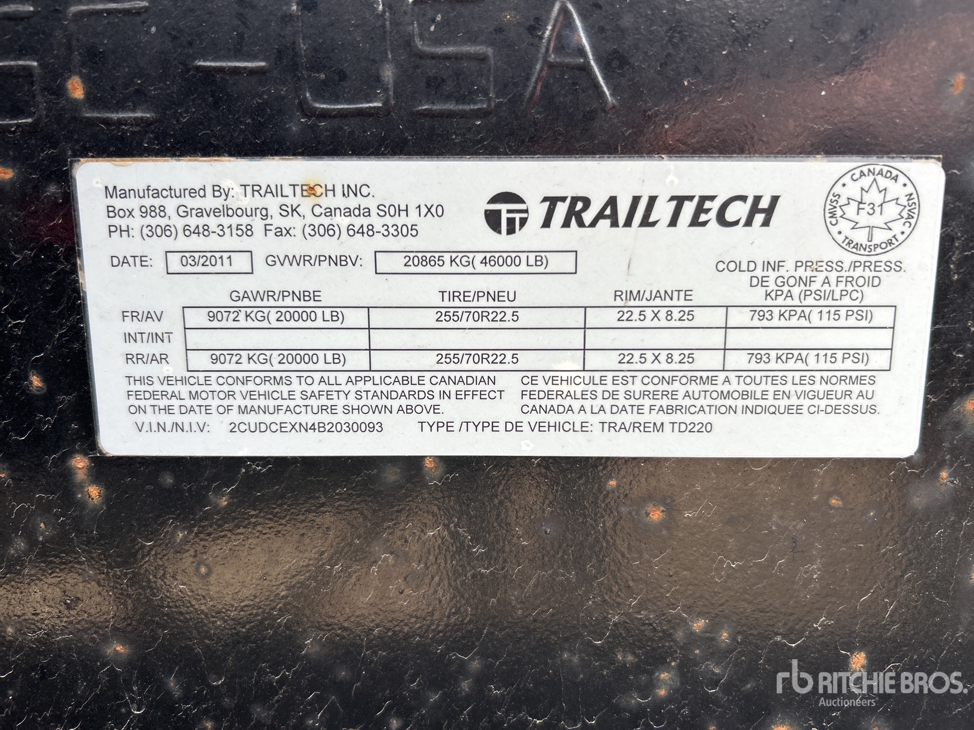 General Appearance with Serial Number / VIN
