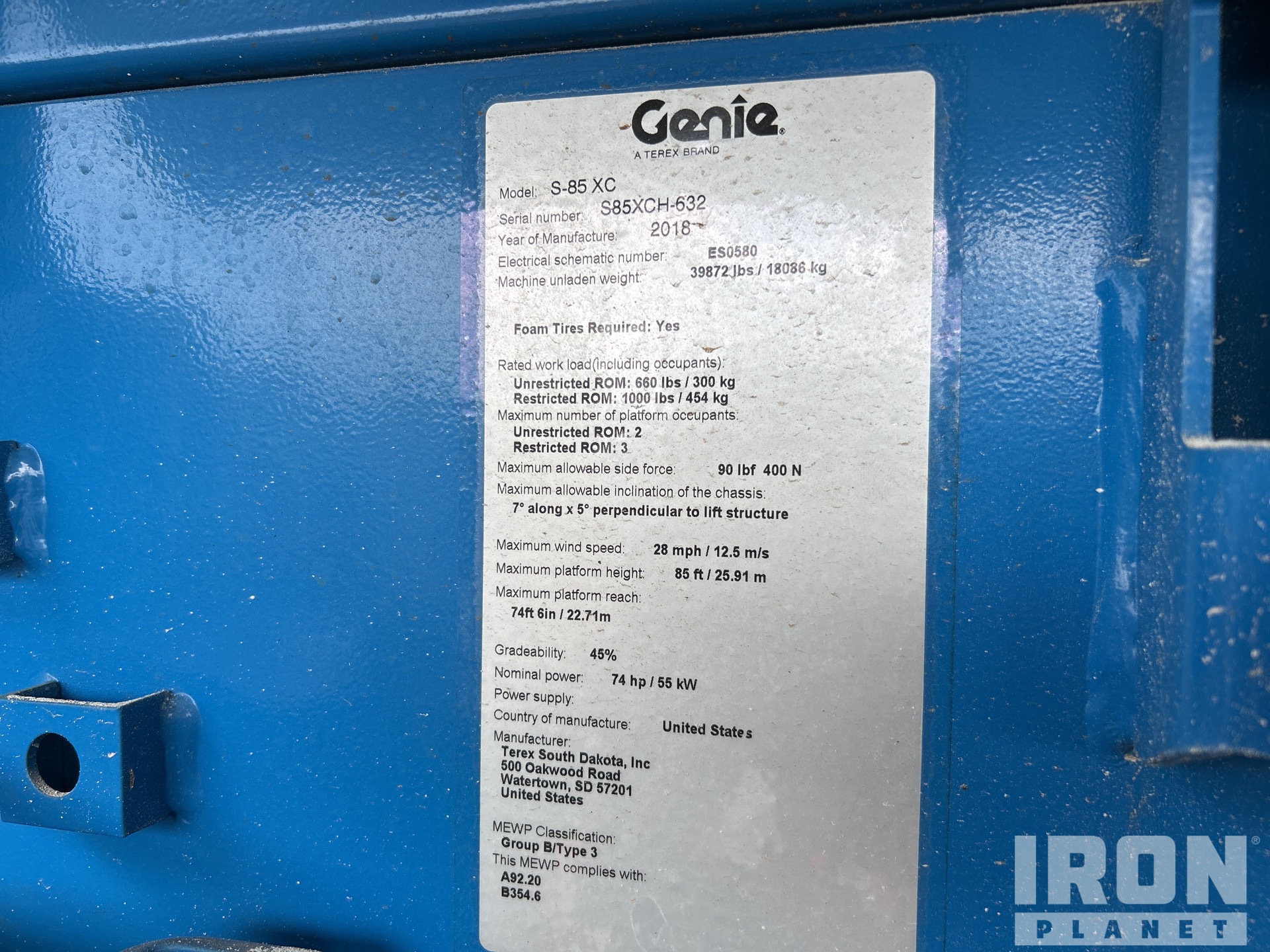 General Appearance with Serial Number / VIN